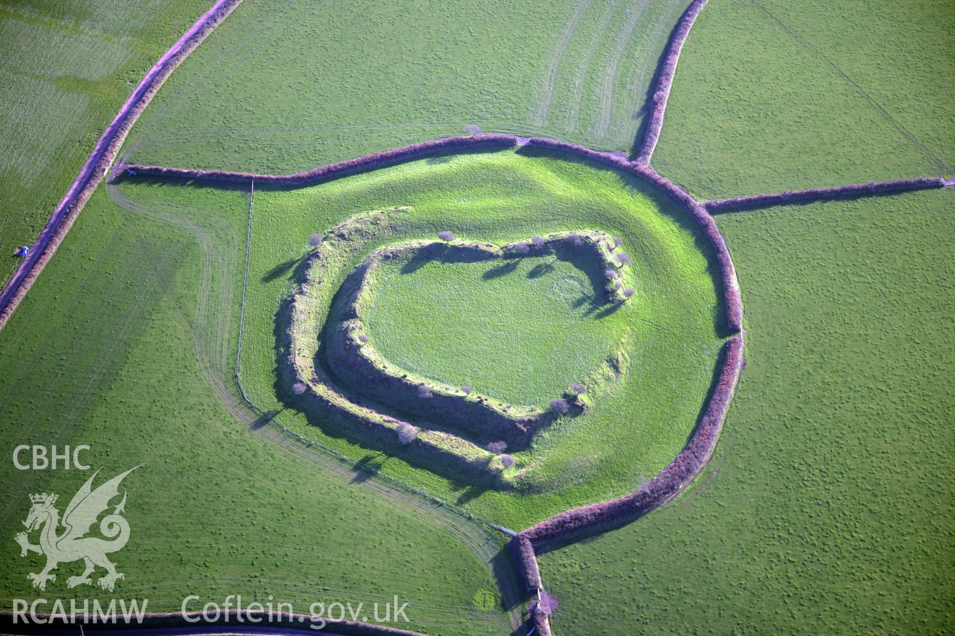 RCAHMW colour oblique photograph of Romans Castle, viewed from the north. Taken by O. Davies & T. Driver on 22/11/2013.