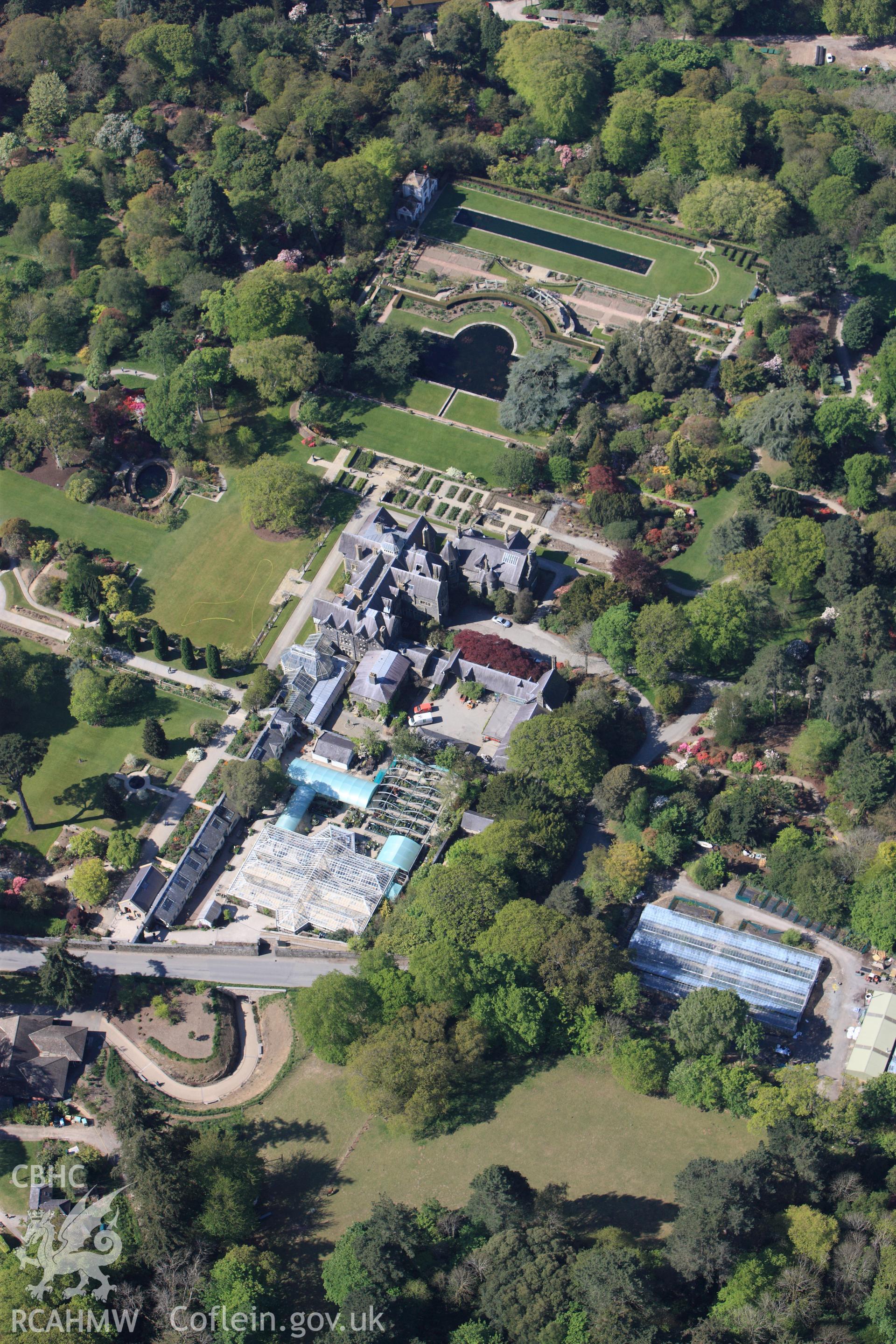RCAHMW colour oblique photograph of Bodnant Gardens. Taken by Toby Driver on 03/05/2011.