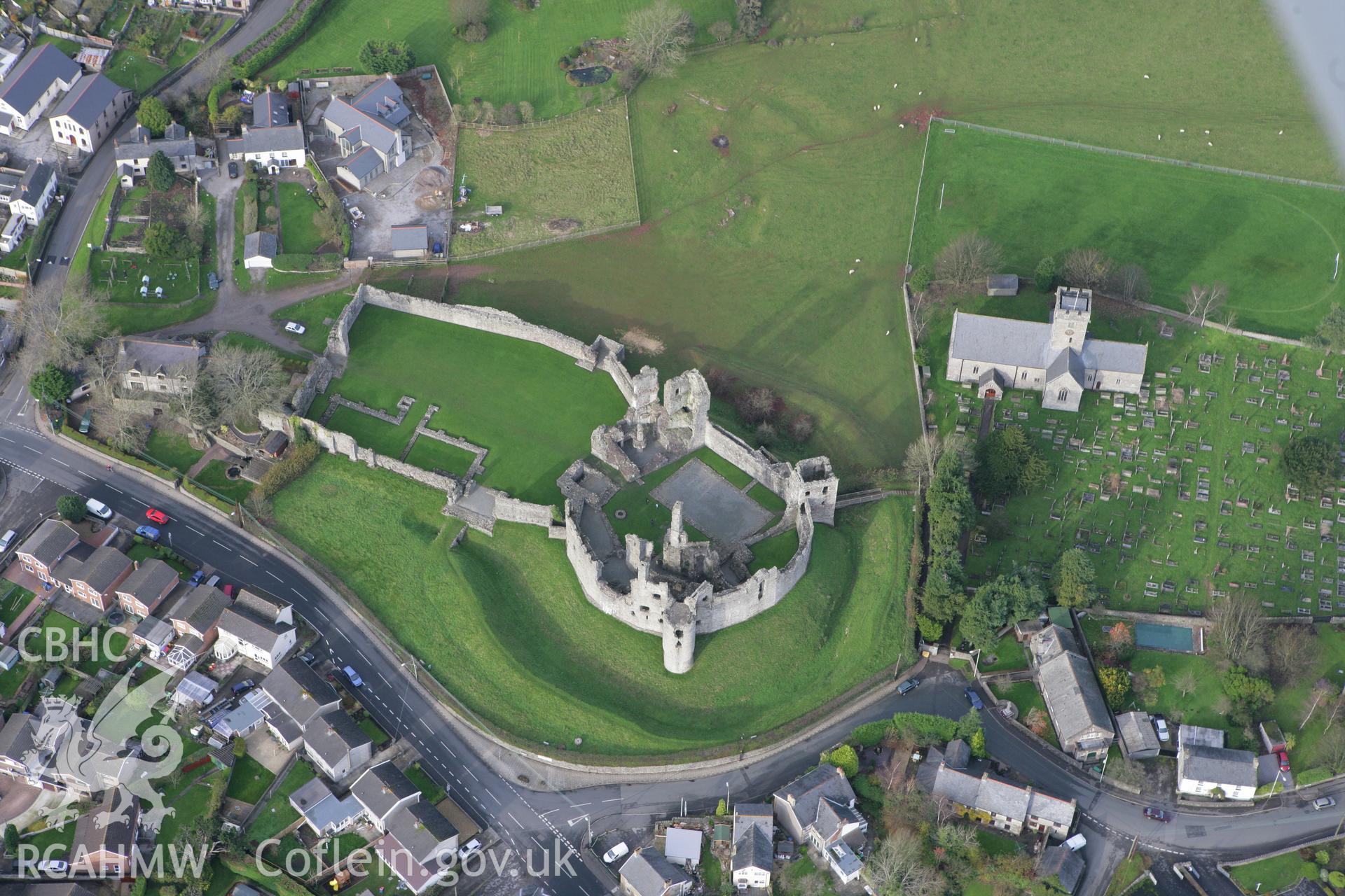 RCAHMW colour oblique photograph of Coity Castle. Taken by Toby Driver on 17/11/2011.