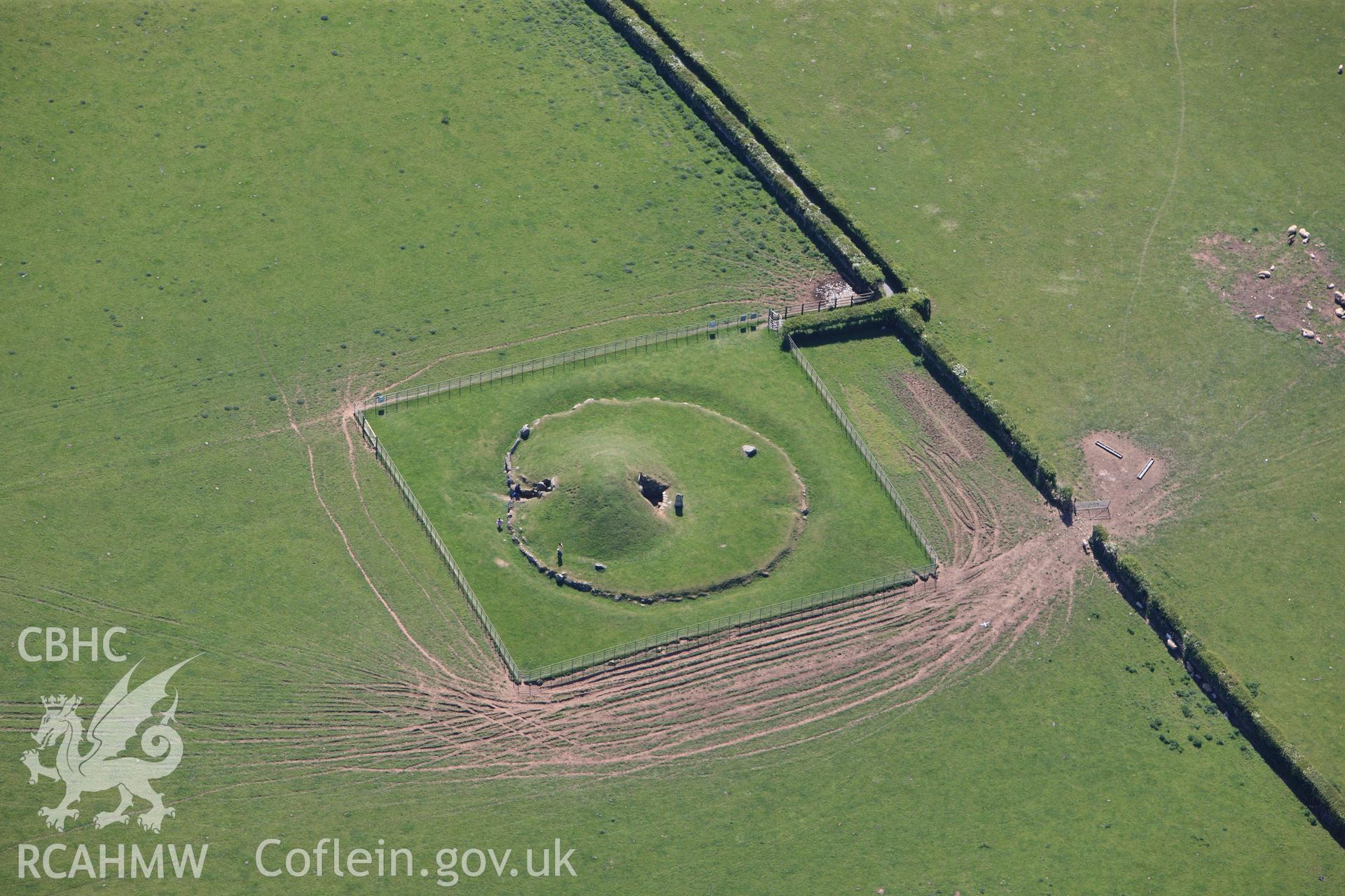 RCAHMW colour oblique photograph of Bryn Celli Ddu Chambered Tomb. Taken by Toby Driver on 03/05/2011.