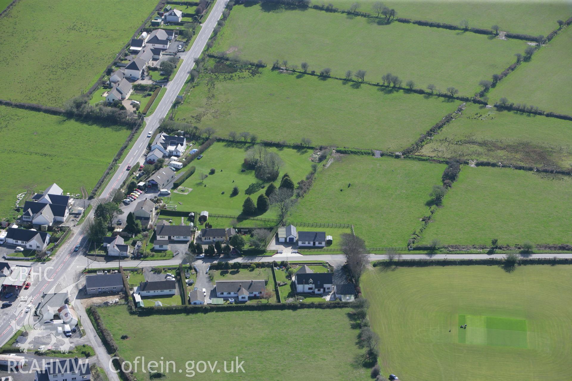 RCAHMW colour oblique photograph of Glandy Cross. Taken by Toby Driver on 08/04/2011.