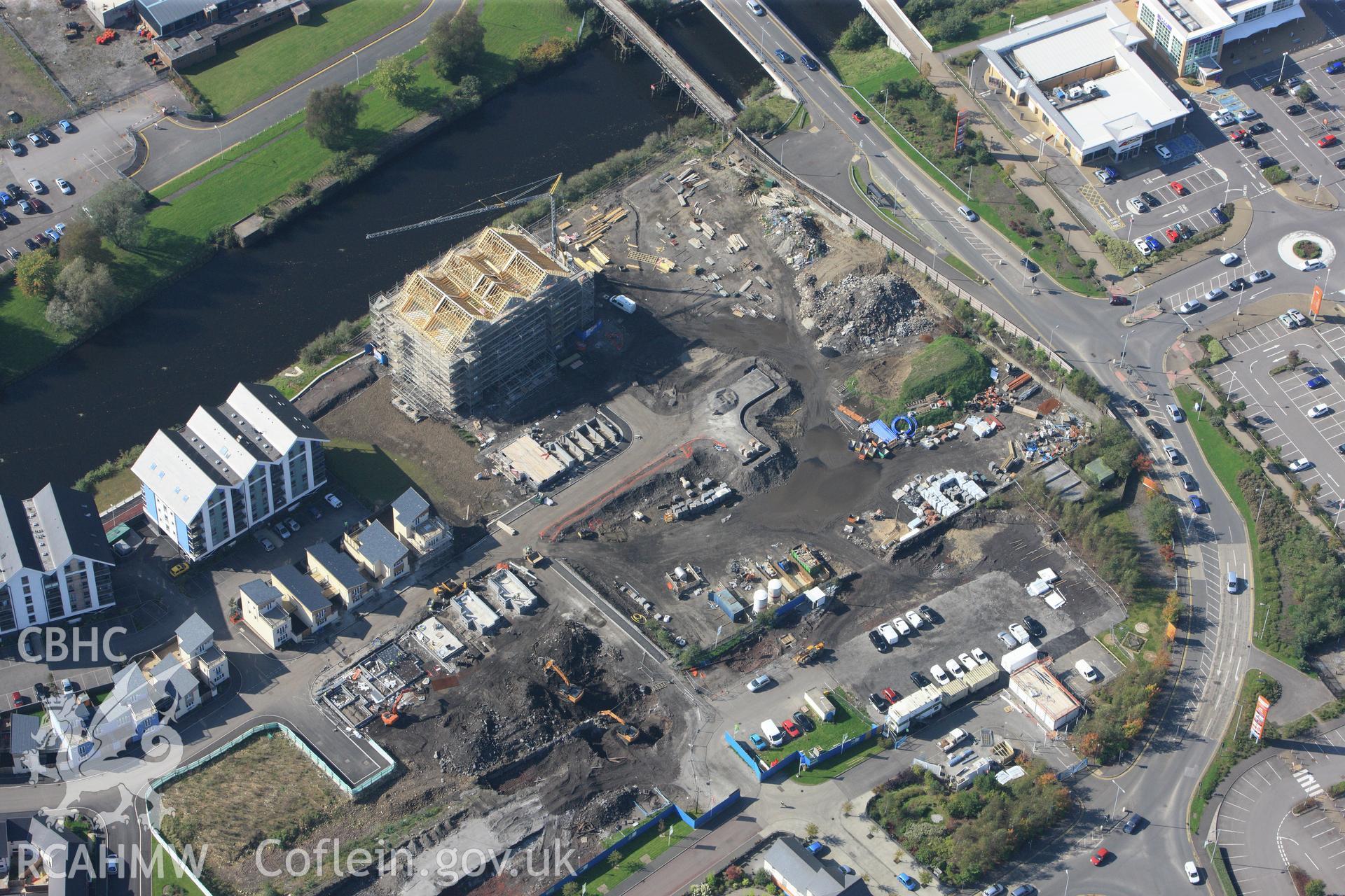 RCAHMW colour oblique photograph of Upper Bank Copperworks site, from the south-east. Taken by Toby Driver and Oliver Davies on 28/09/2011.