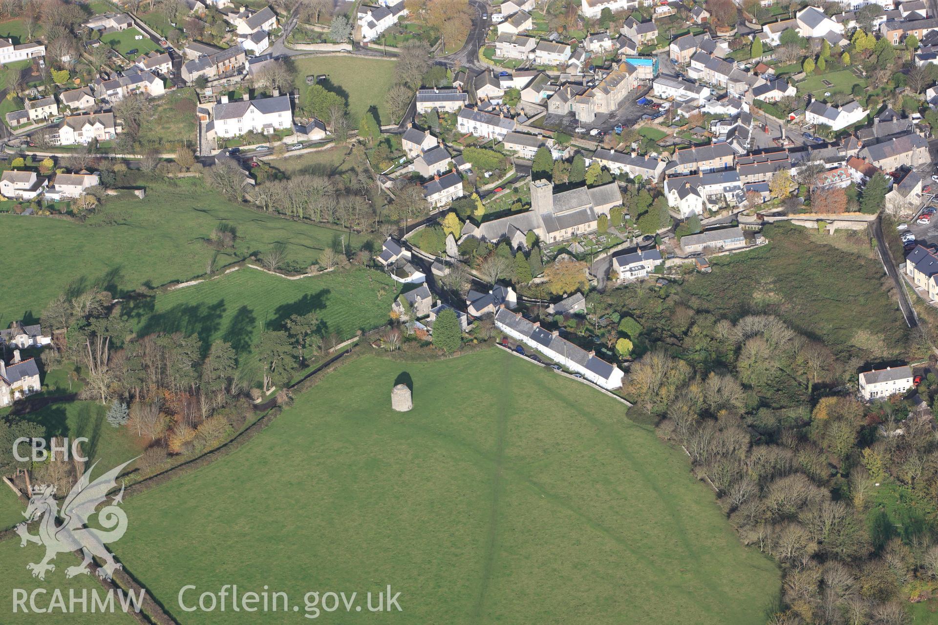 RCAHMW colour oblique photograph of Llantwit Major Grange and Dovecot. Taken by Toby Driver on 17/11/2011.