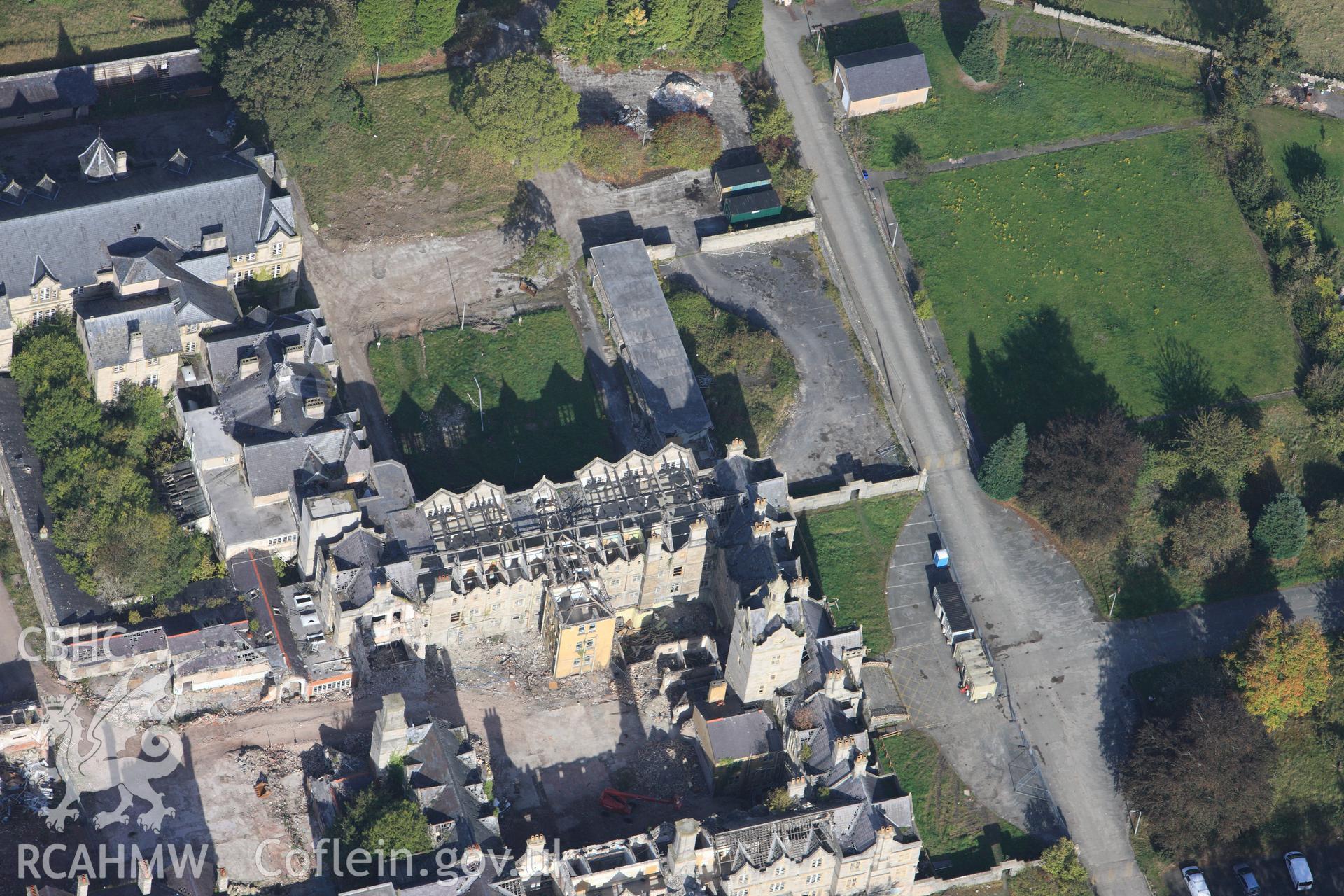 RCAHMW colour oblique photograph of North Wales Counties Hospital, Denbigh. Taken by Toby Driver on 04/10/2011.