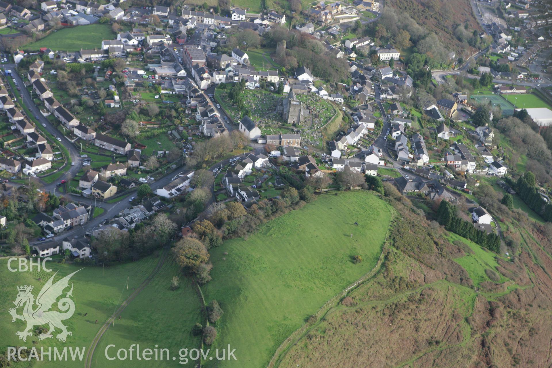 RCAHMW colour oblique photograph of Llantrisant, view from the west. Taken by Toby Driver on 17/11/2011.