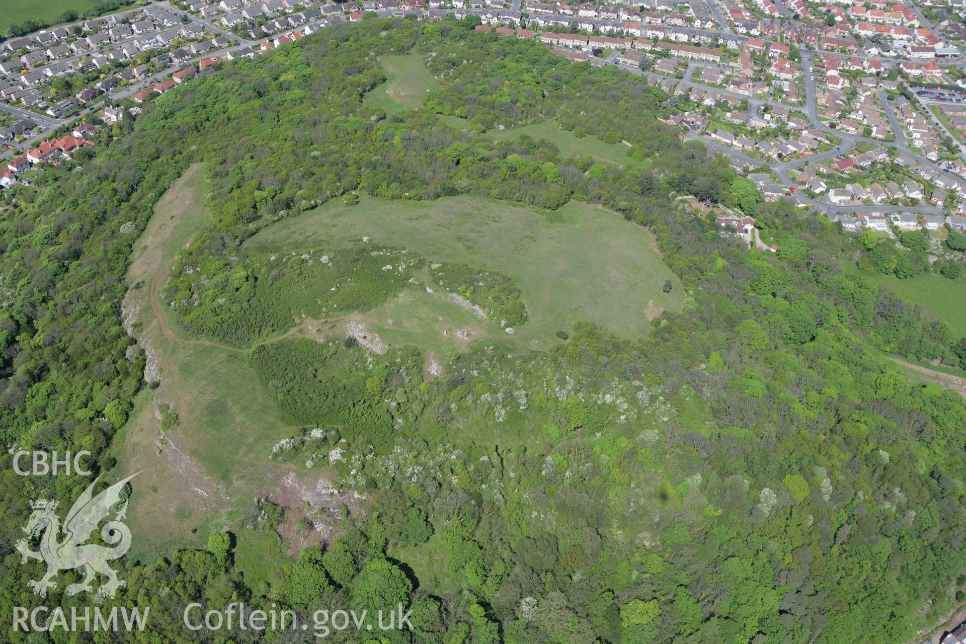 RCAHMW colour oblique photograph of Bryn Euryn Hillfort, Colwyn Bay. Taken by Toby Driver on 03/05/2011.