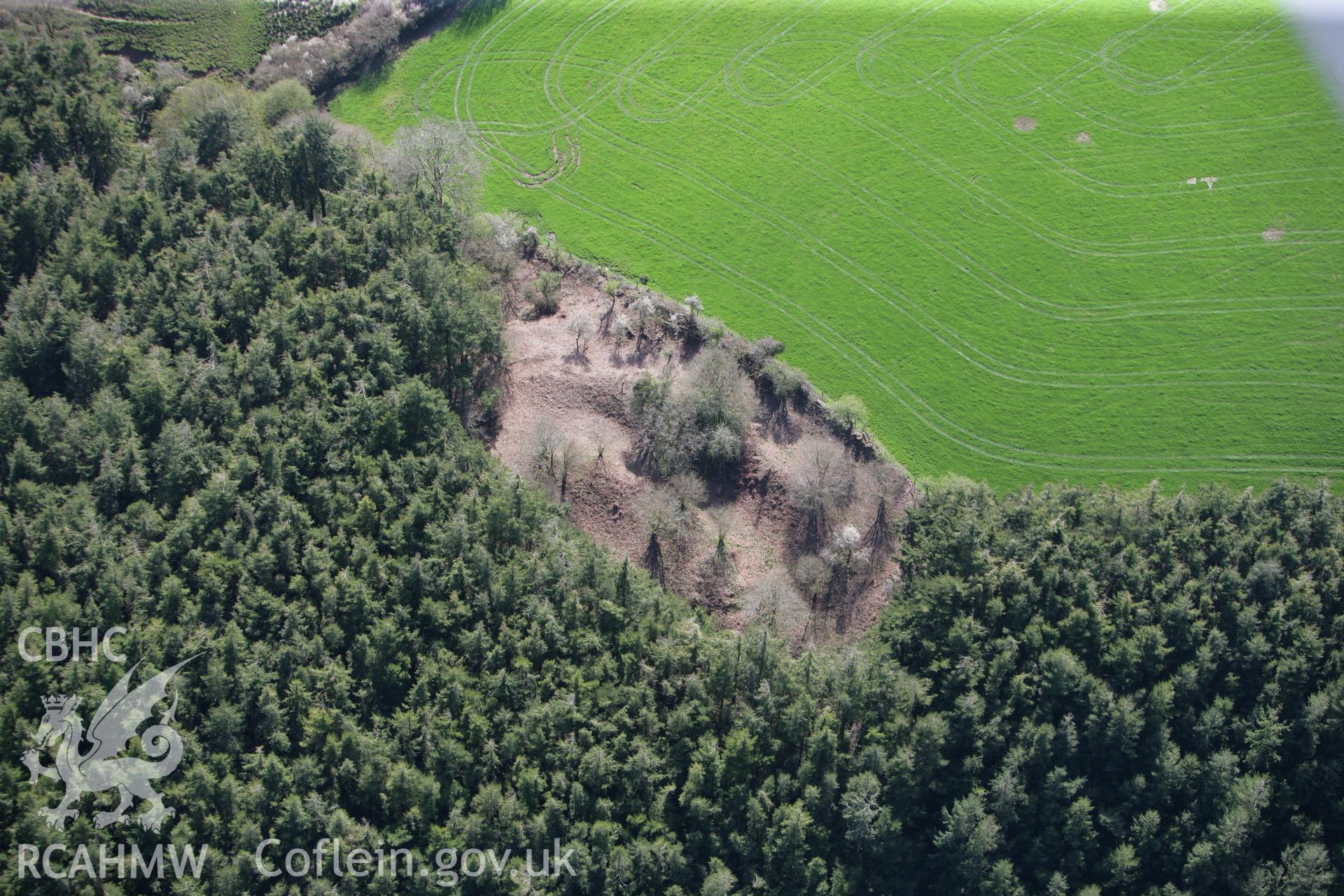 RCAHMW colour oblique photograph of Castell Forlan. Taken by Toby Driver on 08/04/2011.