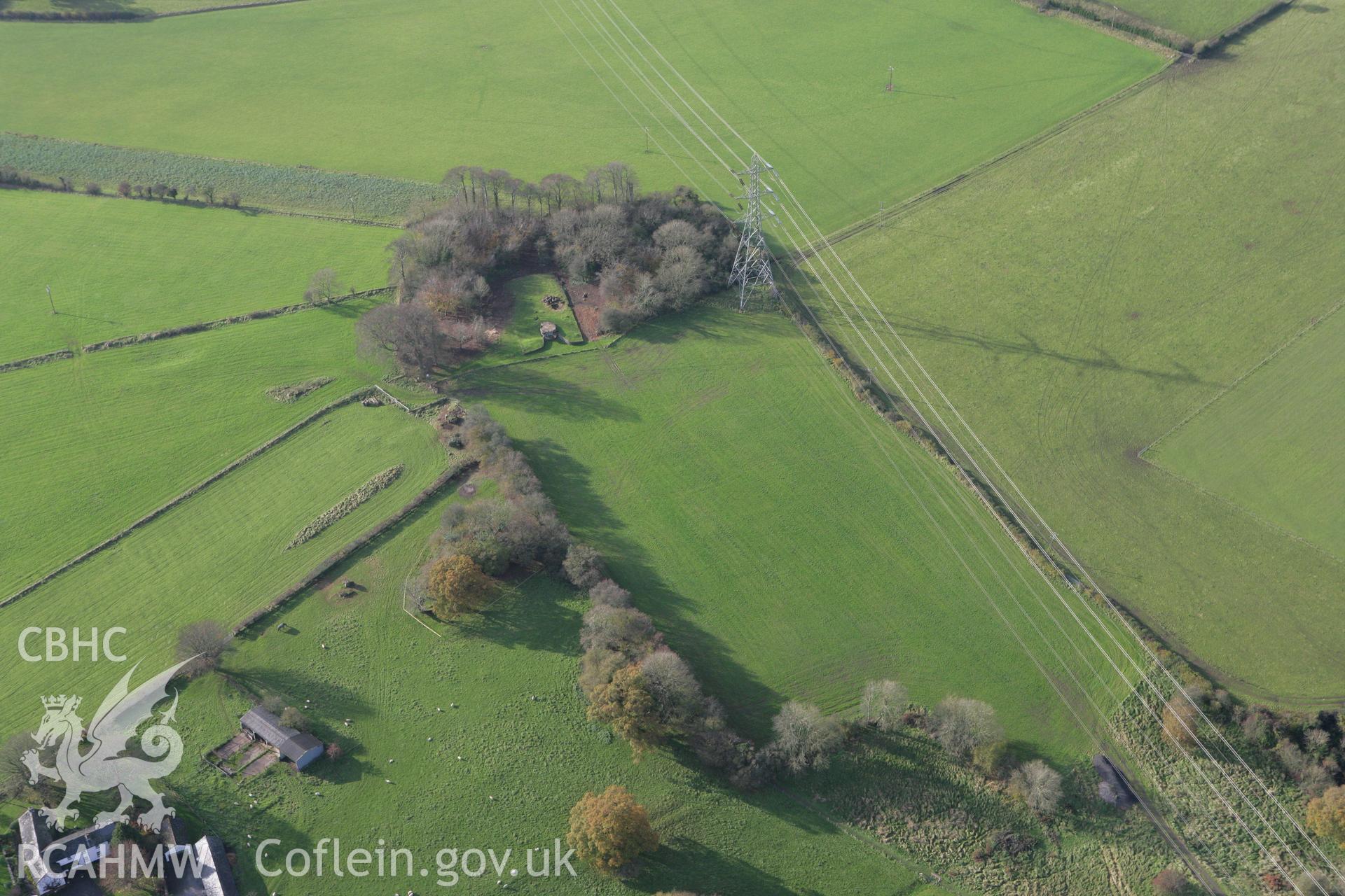 RCAHMW colour oblique photograph of Tinkinswood Chambered Cairn. Taken by Toby Driver on 17/11/2011.