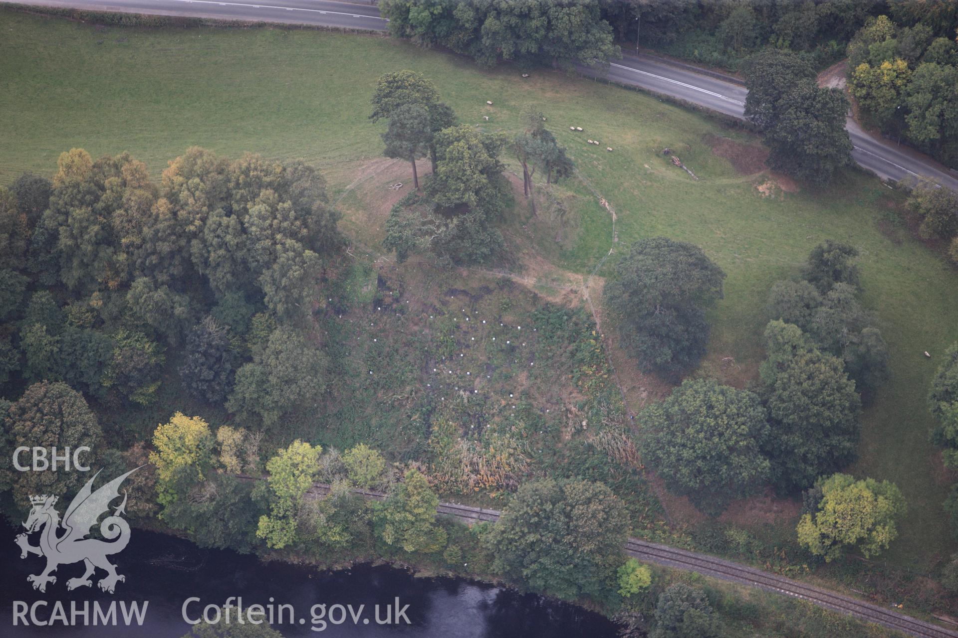 RCAHMW colour oblique photograph of Owain Glyndwr's Mount. Taken by Toby Driver on 04/10/2011.