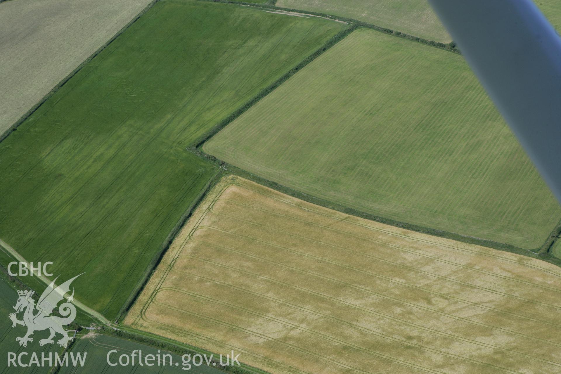 RCAHMW colour oblique photograph of Enclosure, Towyn Warren. Taken by Toby Driver and Oliver Davies on 28/06/2011.