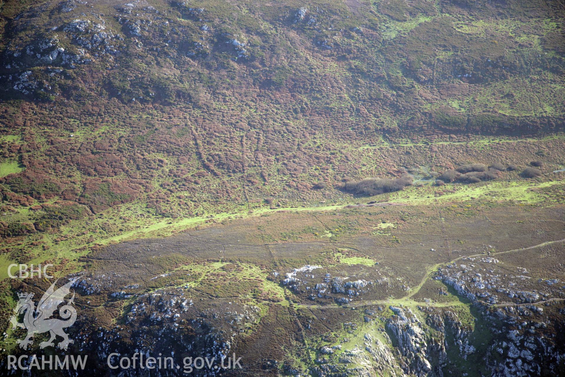 RCAHMW colour oblique photograph of Carn Llidi enclosures;Penmaen Dewi field system, St David's Head. Taken by O. Davies & T. Driver on 22/11/2013.