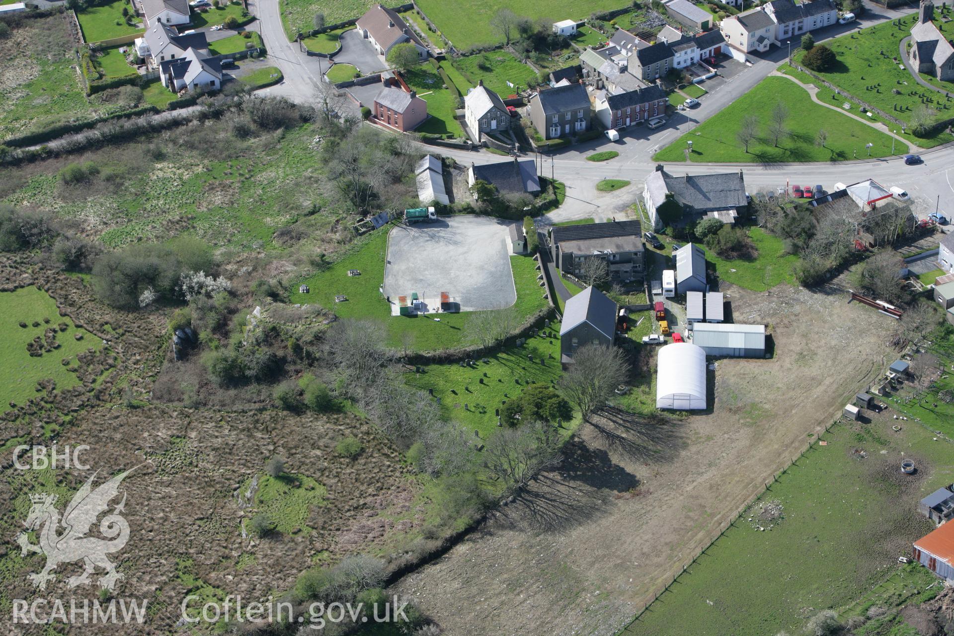 RCAHMW colour oblique photograph of Castell Maenclochog. Taken by Toby Driver on 08/04/2011.