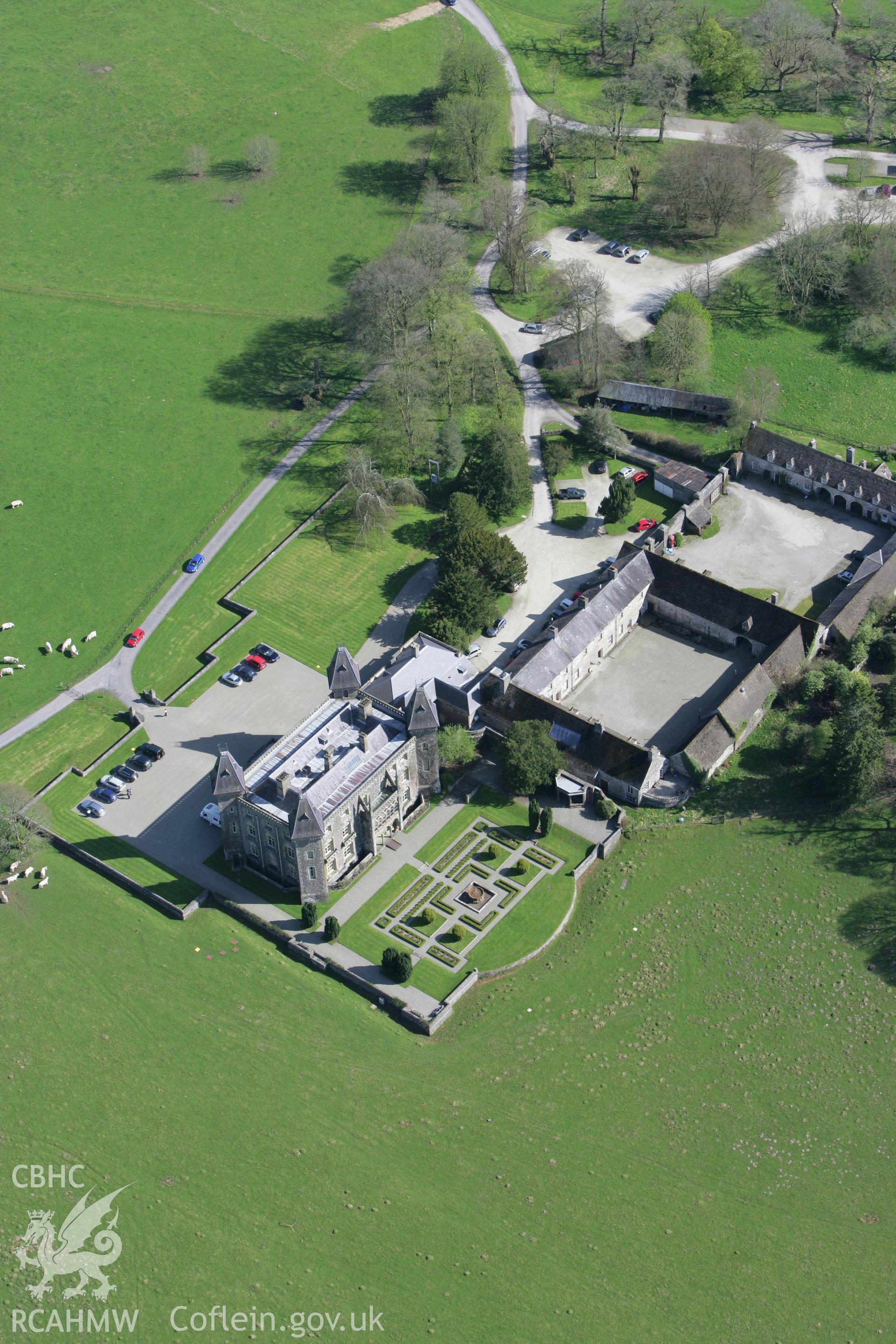 RCAHMW colour oblique photograph of Newton House, Dinefwr. Taken by Toby Driver on 08/04/2011.