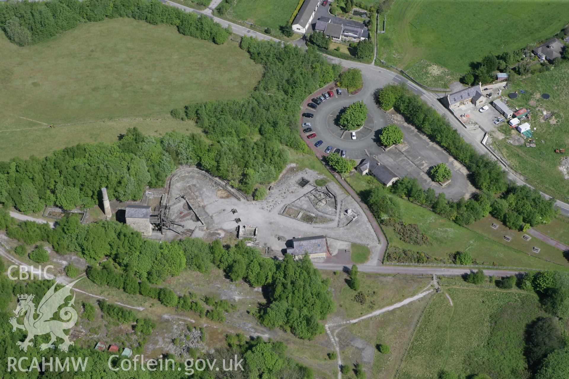 RCAHMW colour oblique photograph of Meadow Shaft Lead Mine, Minera. Taken by Toby Driver on 03/05/2011.