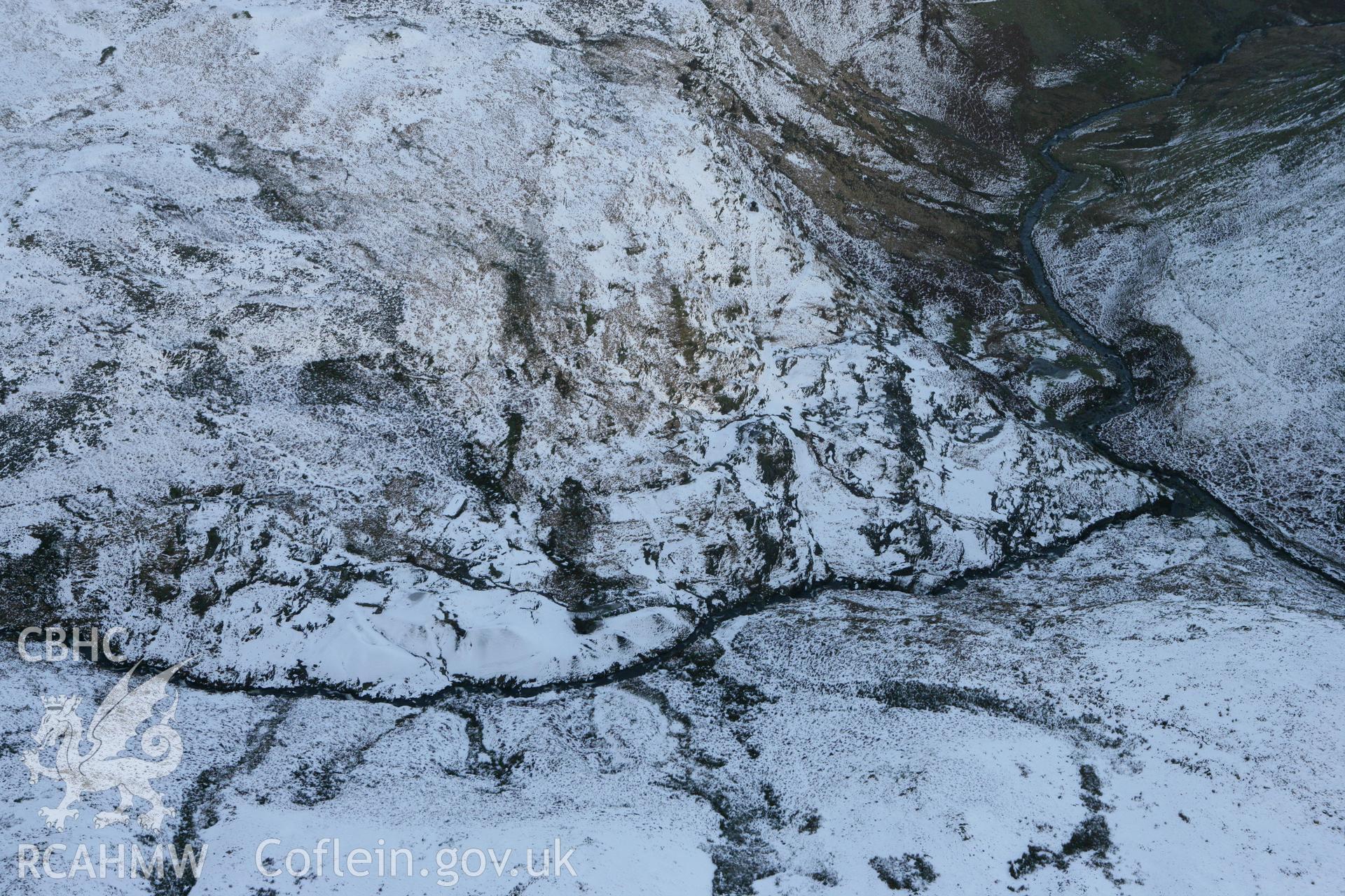 RCAHMW colour oblique photograph of Nant-y-Garw lead mine. Taken by Toby Driver on 18/12/2011.