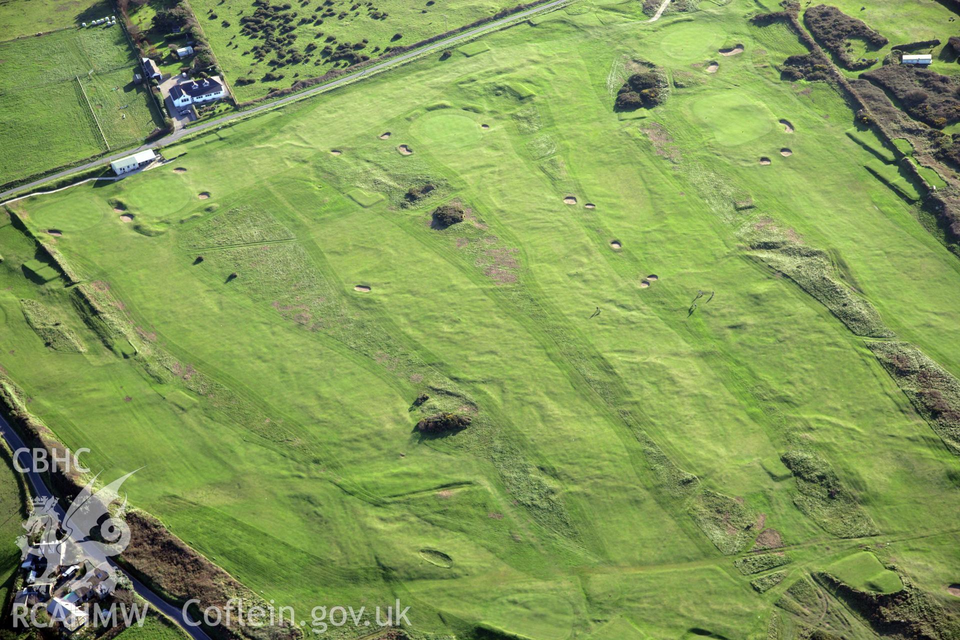 RCAHMW colour oblique photograph of St David's City golf course, viewed from the north-east. Taken by O. Davies & T. Driver on 22/11/2013.