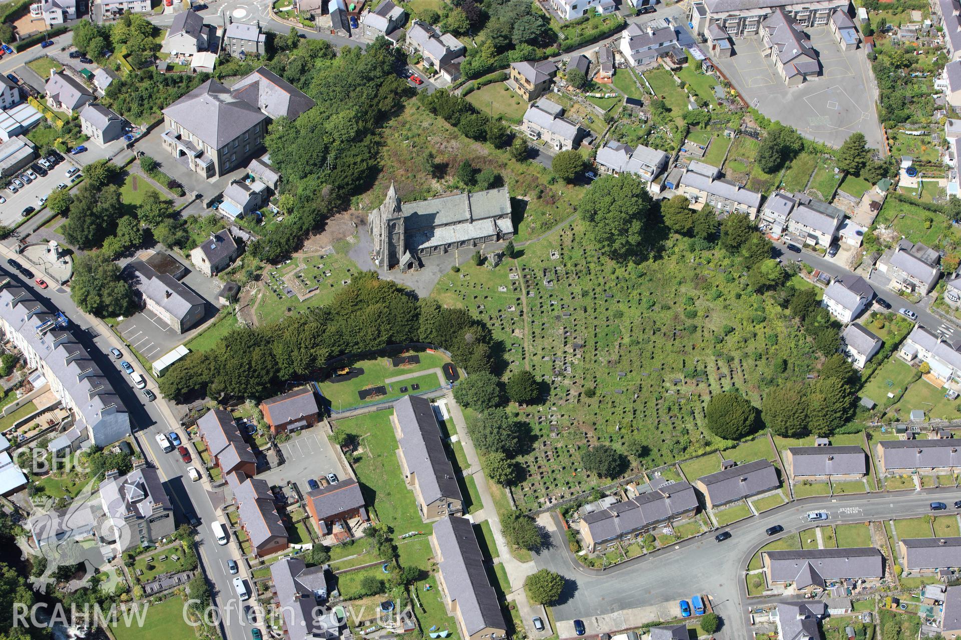 RCAHMW colour oblique photograph of Christ Church Glanogwen. Taken by Toby Driver on 20/07/2011.