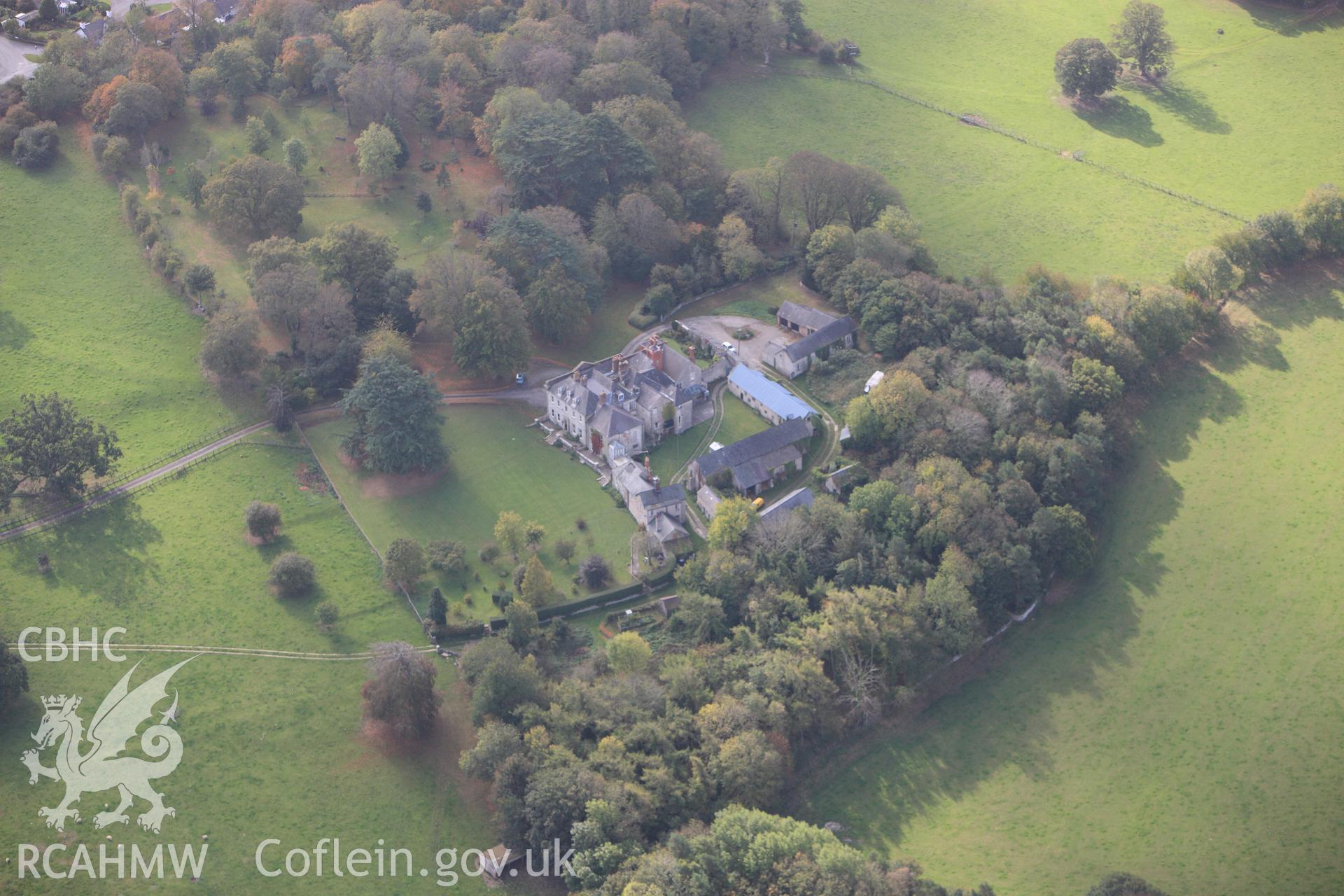 RCAHMW colour oblique photograph of Garn, Henllan. Taken by Toby Driver on 04/10/2011.