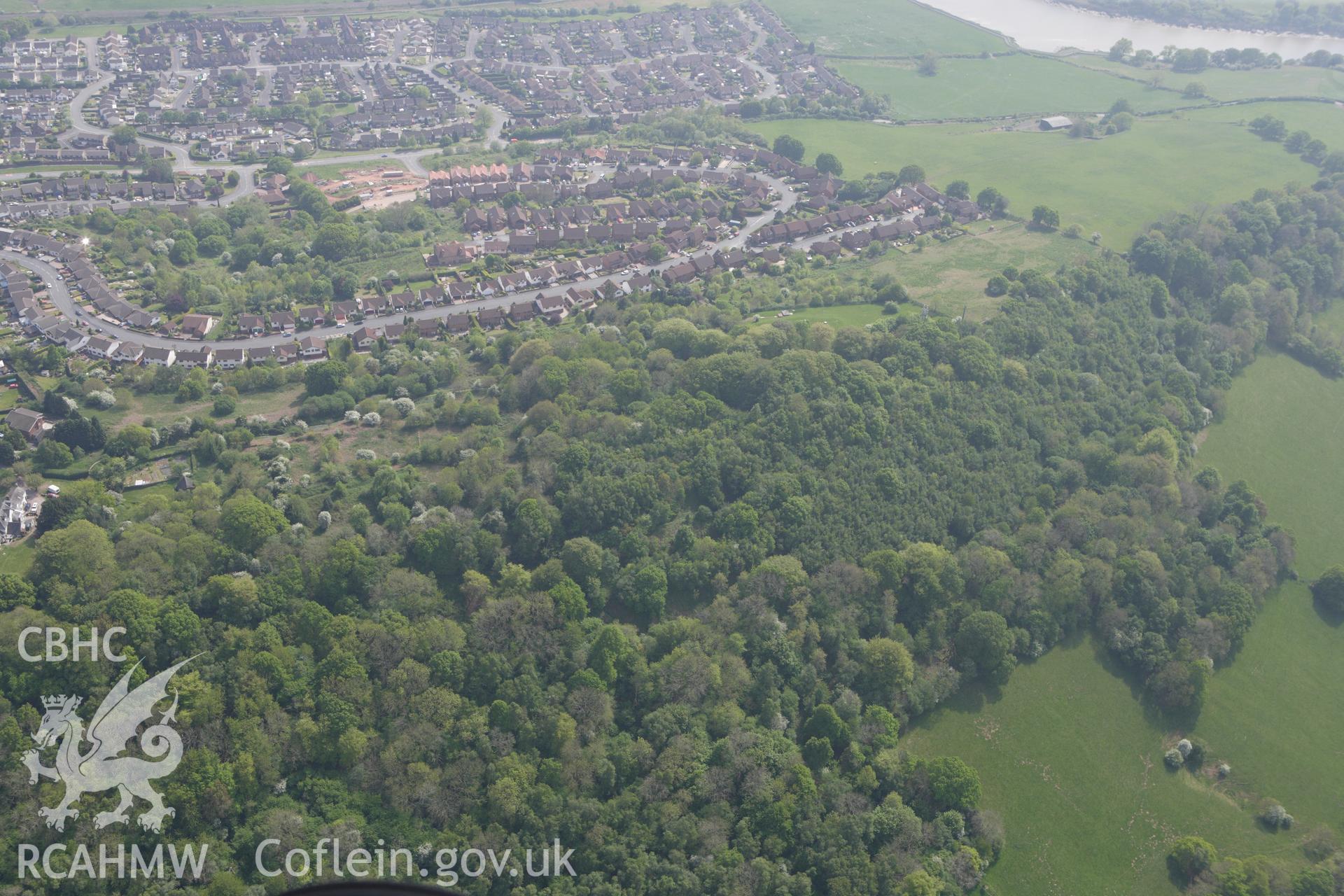 RCAHMW colour oblique photograph of Lodge Wood Camp. Taken by Toby Driver on 26/04/2011.