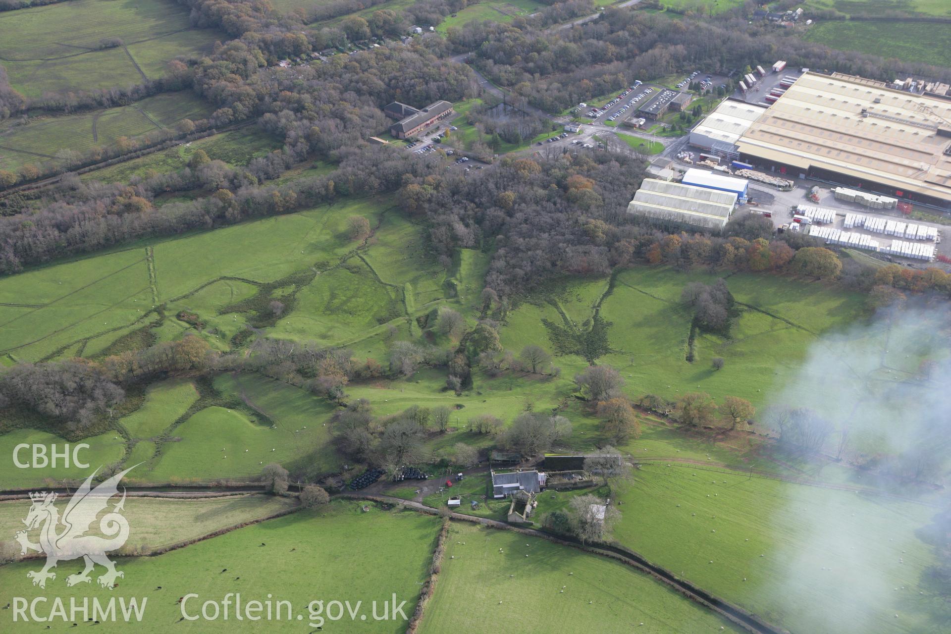 RCAHMW colour oblique photograph of Wern Tawr, Pencoed. Taken by Toby Driver on 17/11/2011.