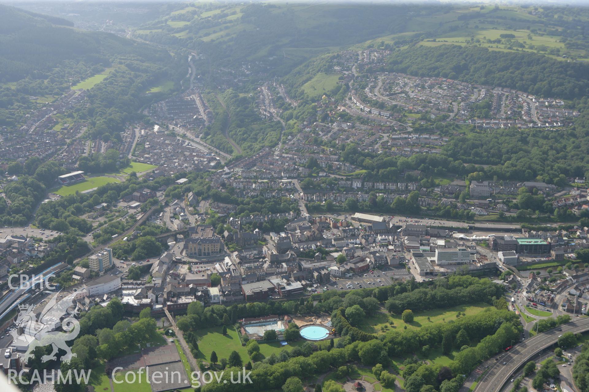 RCAHMW colour oblique photograph of Ynysangharad Park, Pontypridd. Taken by Toby Driver on 13/06/2011.