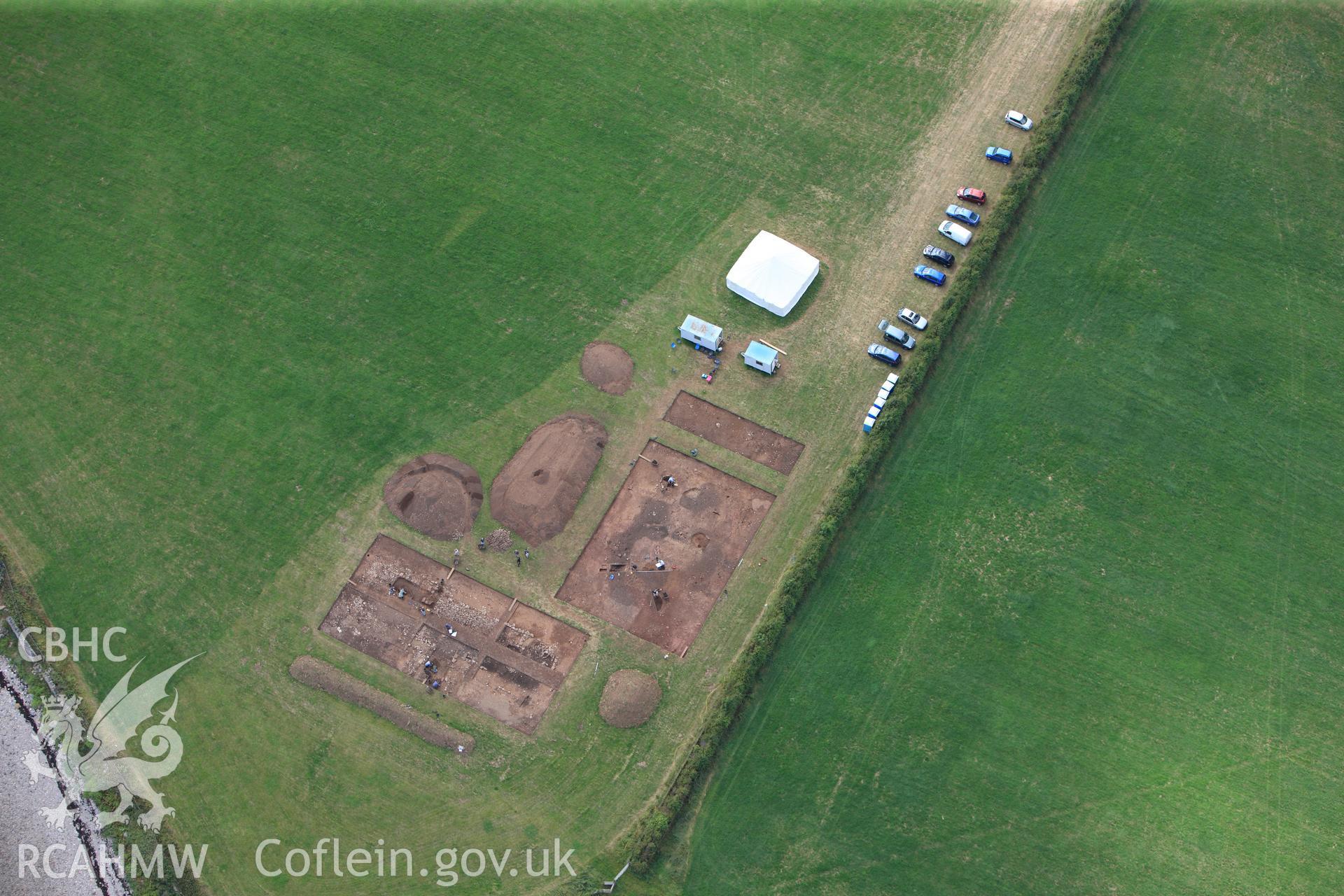 RCAHMW colour oblique photograph of Tai Cochion Roman settlement, excavations by GAT. Taken by Toby Driver on 20/07/2011.