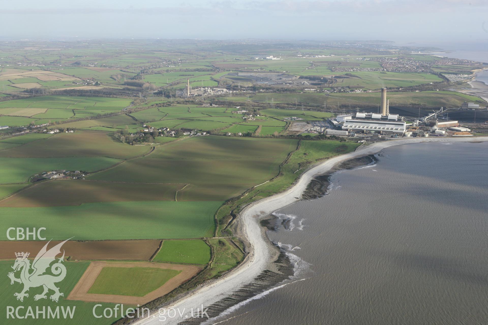 RCAHMW colour oblique photograph of Aberthaw Power Station, from the west. Taken by Toby Driver on 17/11/2011.