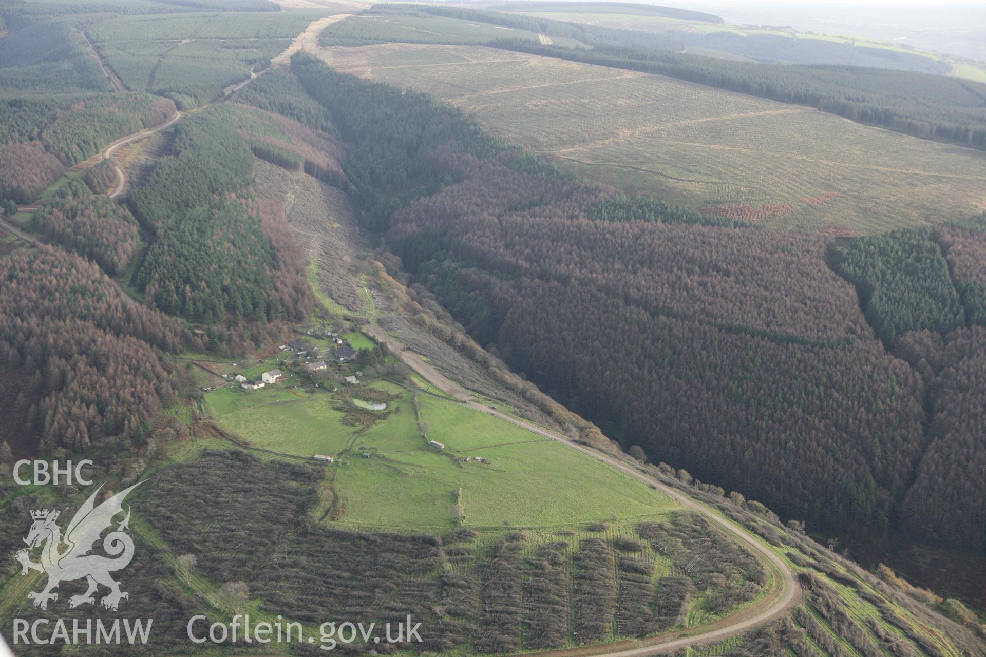 RCAHMW colour oblique photograph of the site of Hafod-y-Porth Grange. Taken by Toby Driver on 17/11/2011.