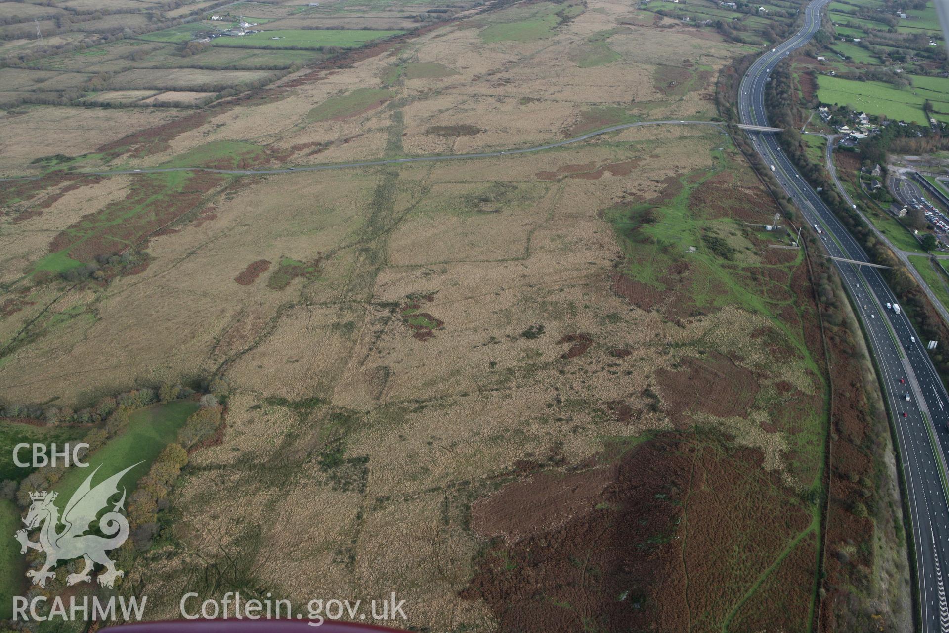 RCAHMW colour oblique photograph of Cefn Hirgoed rabbit warren. Taken by Toby Driver on 17/11/2011.