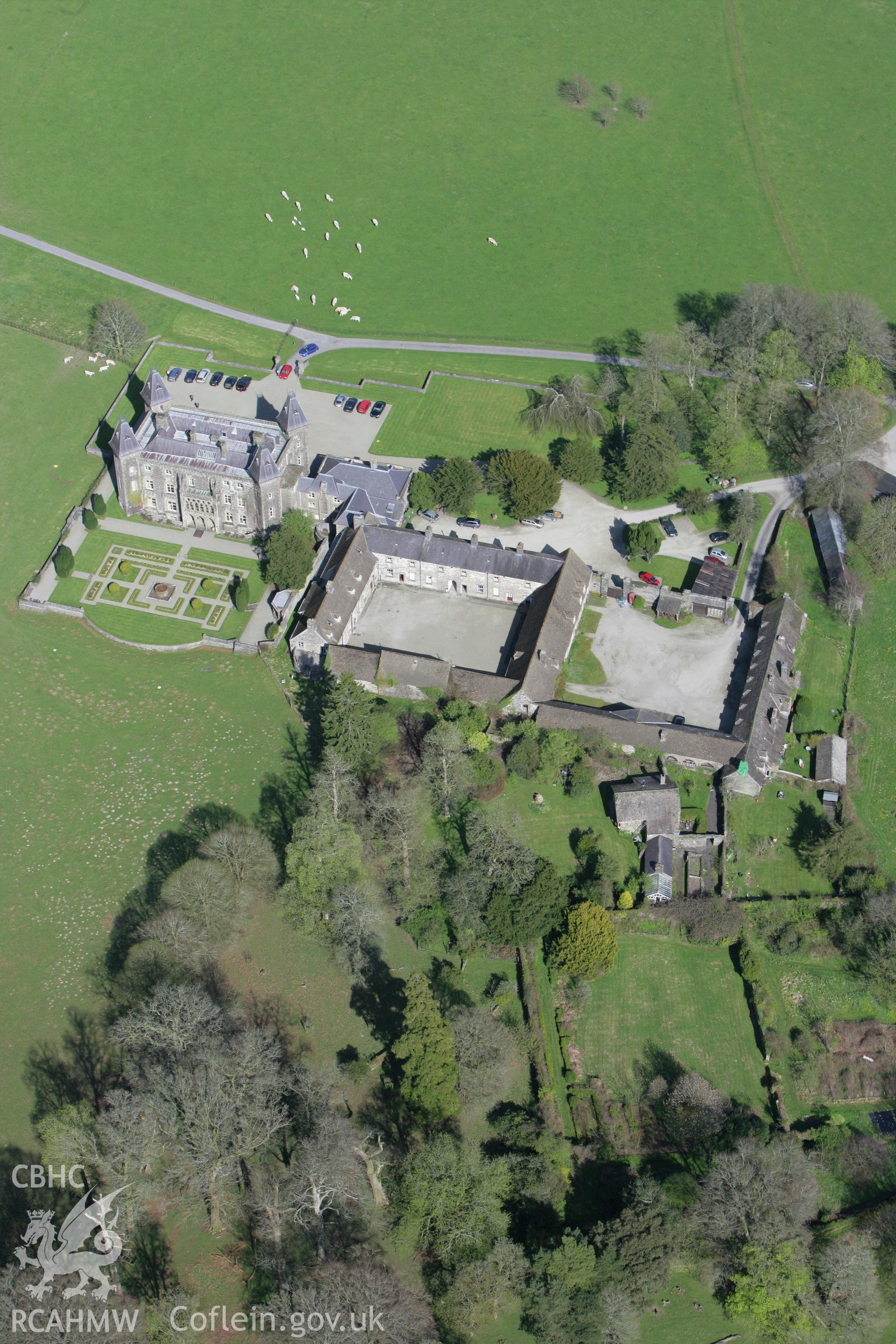 RCAHMW colour oblique photograph of Newton House, Dinefwr. Taken by Toby Driver on 08/04/2011.