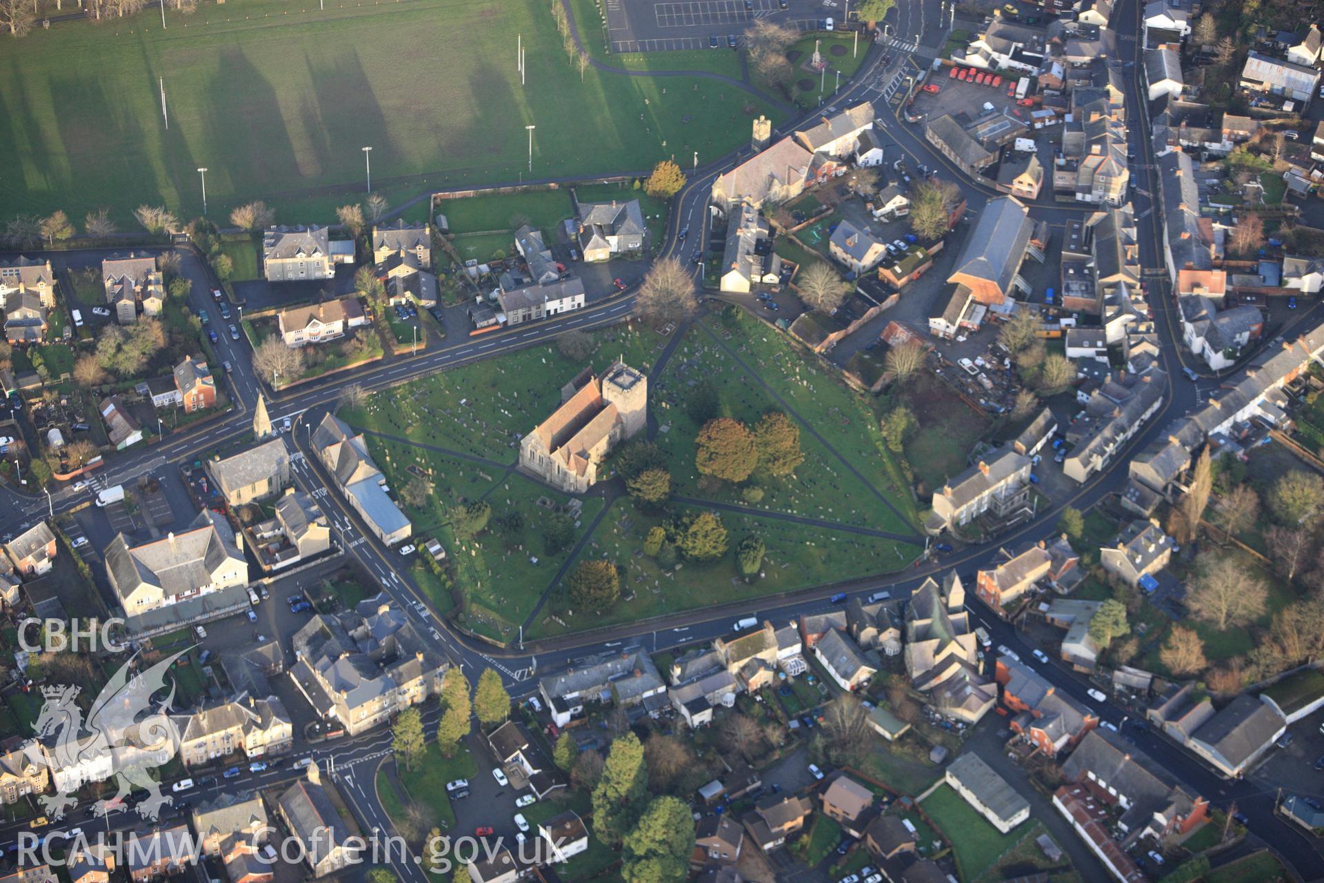 RCAHMW colour oblique photograph of Builth Wells, St Mary's parish church. Taken by Toby Driver on 18/12/2011.