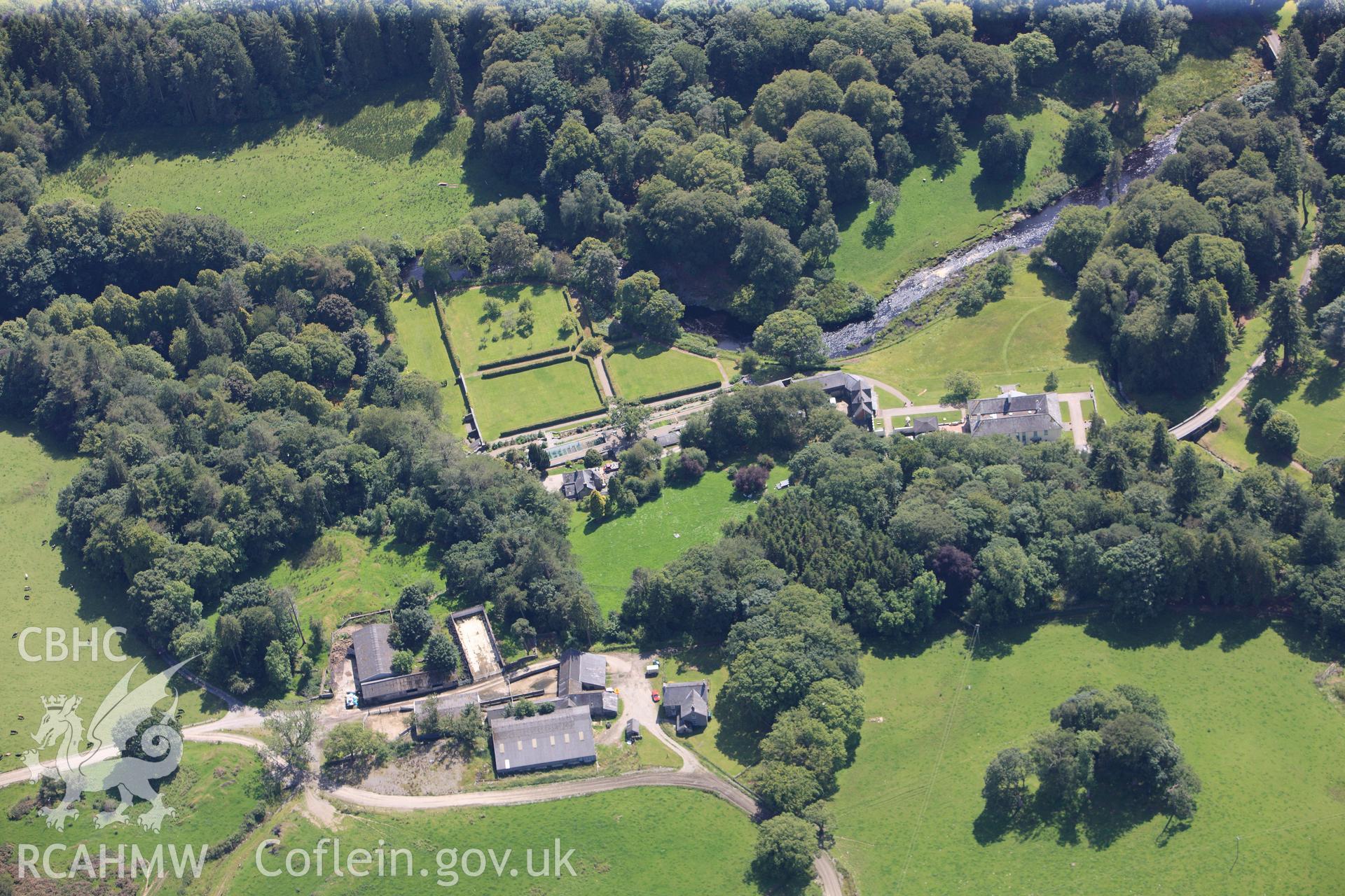 RCAHMW colour oblique photograph of Voelas Hall. Taken by Toby Driver on 20/07/2011.