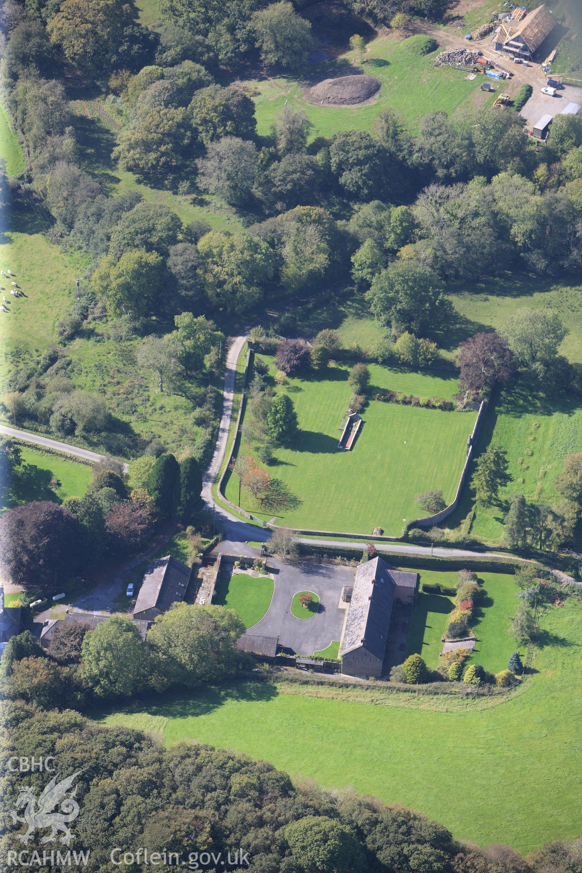 RCAHMW colour oblique photograph of Whitland Abbey and Gardens. Taken by Toby Driver and Oliver Davies on 28/09/2011.