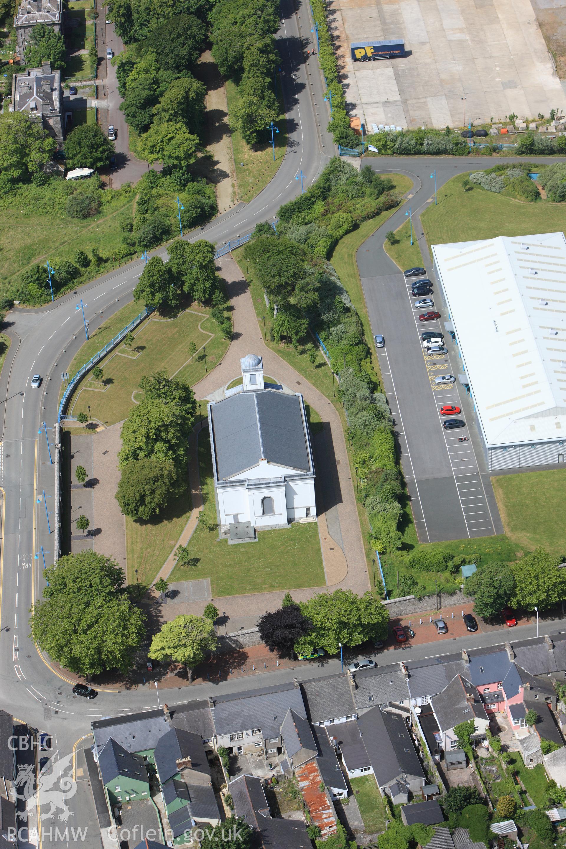 RCAHMW colour oblique photograph of Dockyard Chapel. Taken by Toby Driver on 24/05/2011.