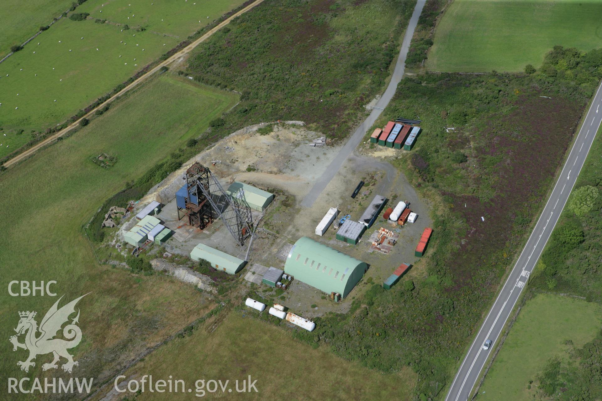 RCAHMW colour oblique photograph of Parys Mountain, Morris Shaft. Taken by Toby Driver on 20/07/2011.