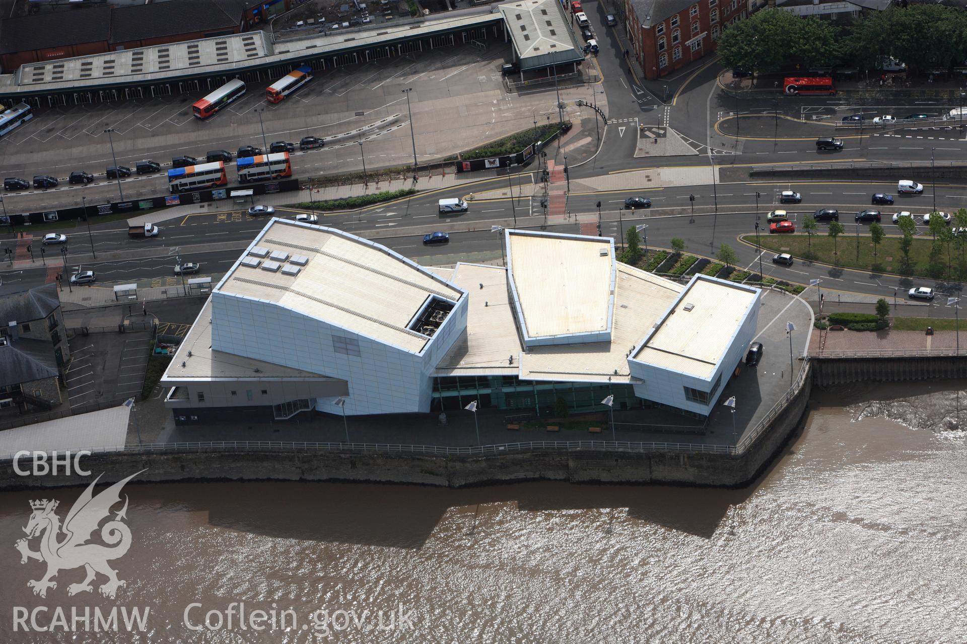 RCAHMW colour oblique photograph of the Riverfront Arts Centre. Taken by Toby Driver on 13/06/2011.