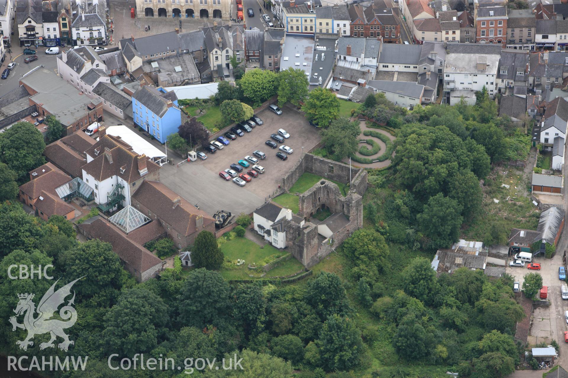 RCAHMW colour oblique photograph of Monmouth Castle. Taken by Toby Driver on 20/07/2011.