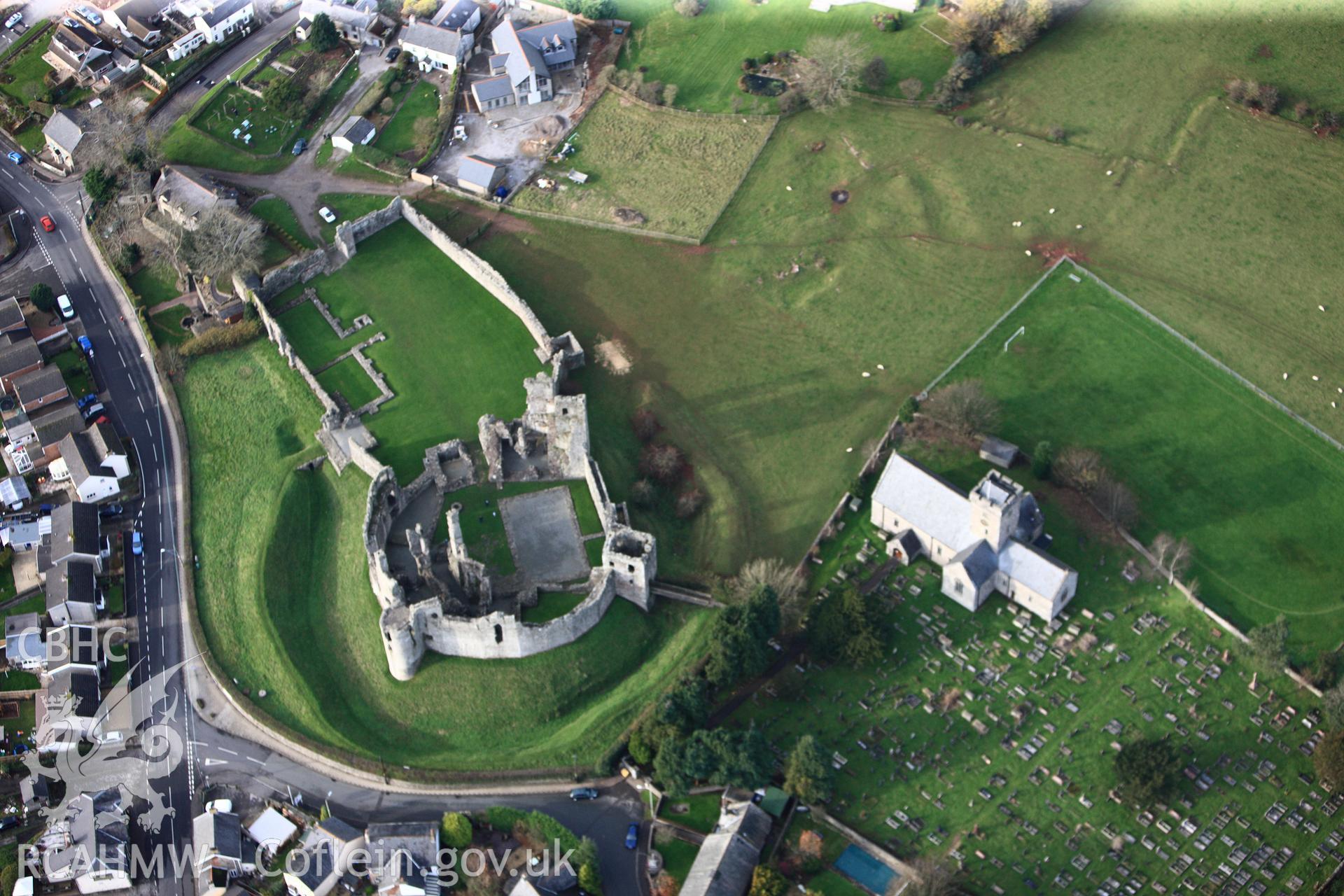 RCAHMW colour oblique photograph of Coity Castle. Taken by Toby Driver on 17/11/2011.