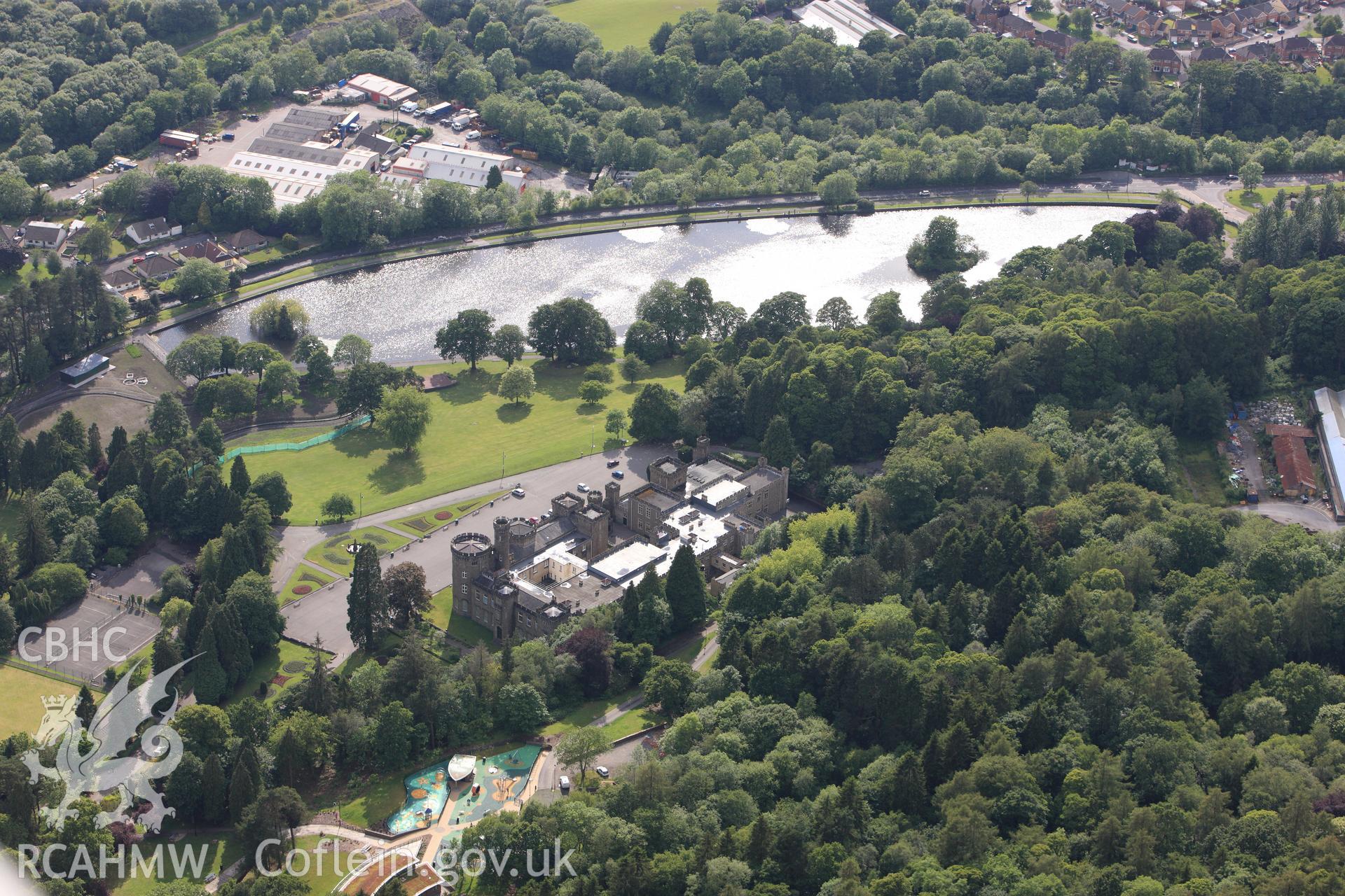 RCAHMW colour oblique photograph of Cyfarthfa Castle, Merthyr Tydfil. Taken by Toby Driver on 13/06/2011.