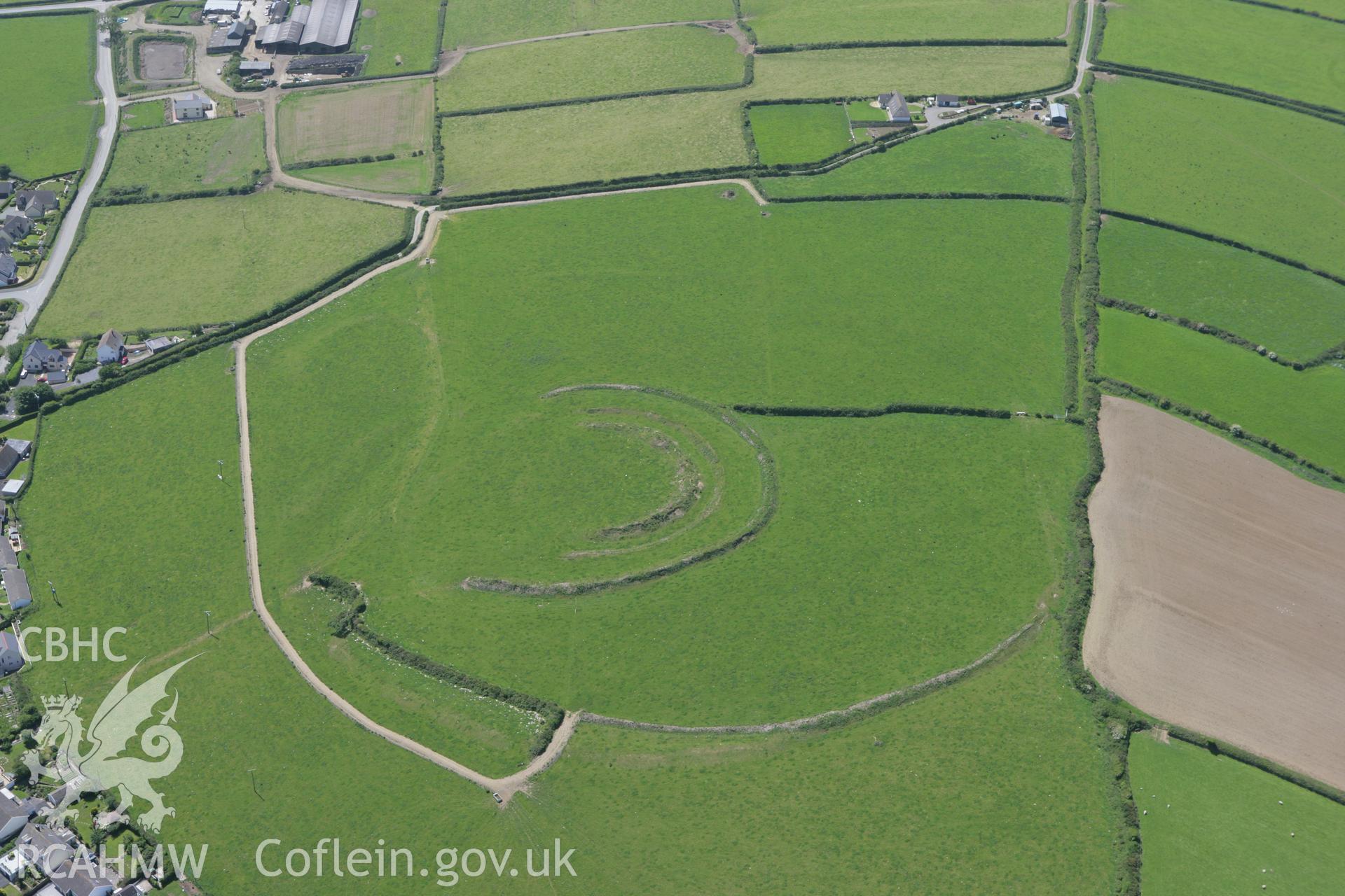 RCAHMW colour oblique photograph of Keeston Castle. Taken by Toby Driver on 24/05/2011.