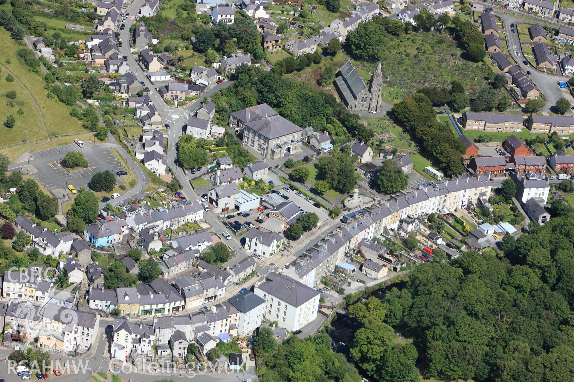 RCAHMW colour oblique photograph of Jerusalem Chapel, Bethesda, and town. Taken by Toby Driver on 20/07/2011.