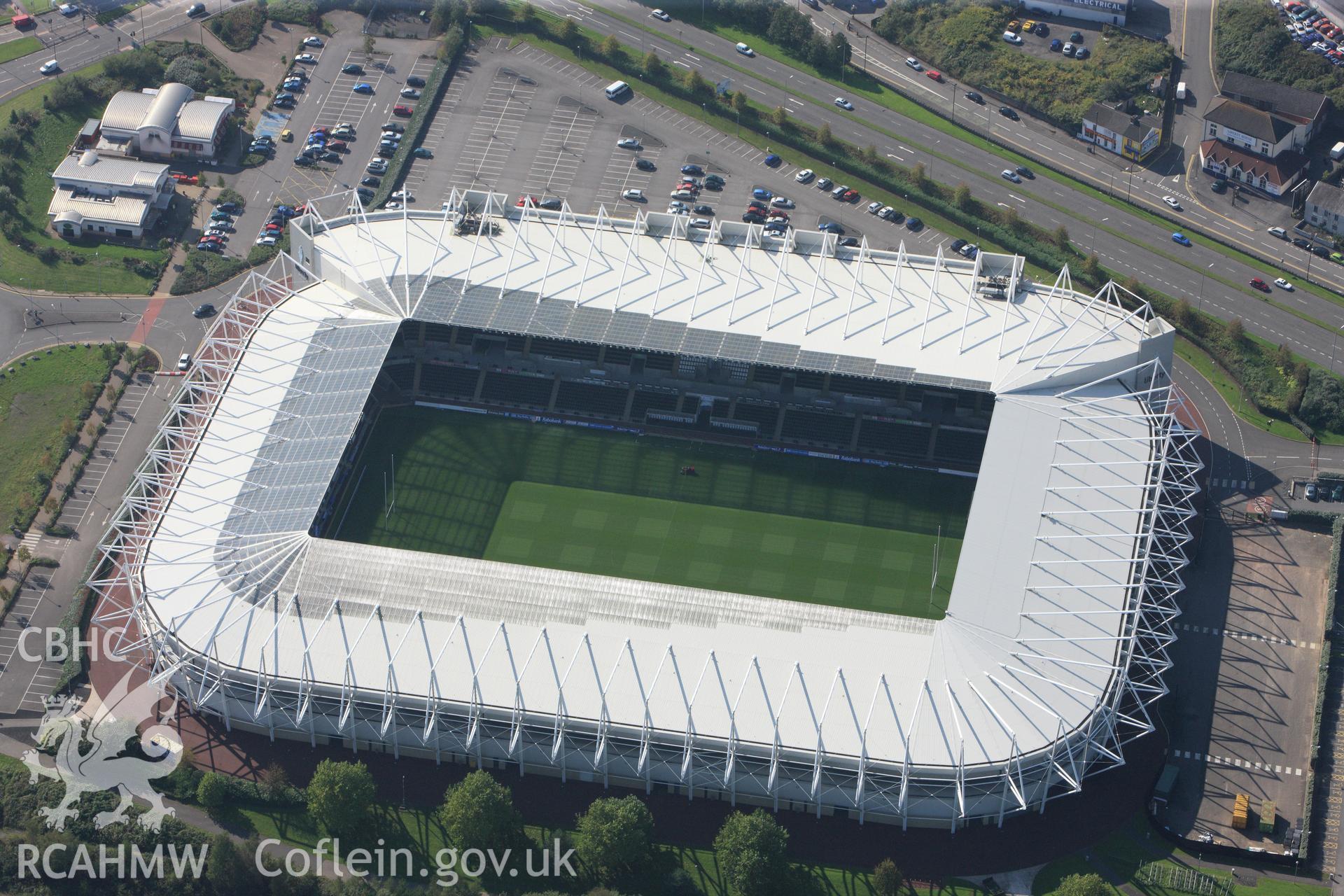 RCAHMW colour oblique photograph of Liberty Stadium, from the east. Taken by Toby Driver and Oliver Davies on 28/09/2011.