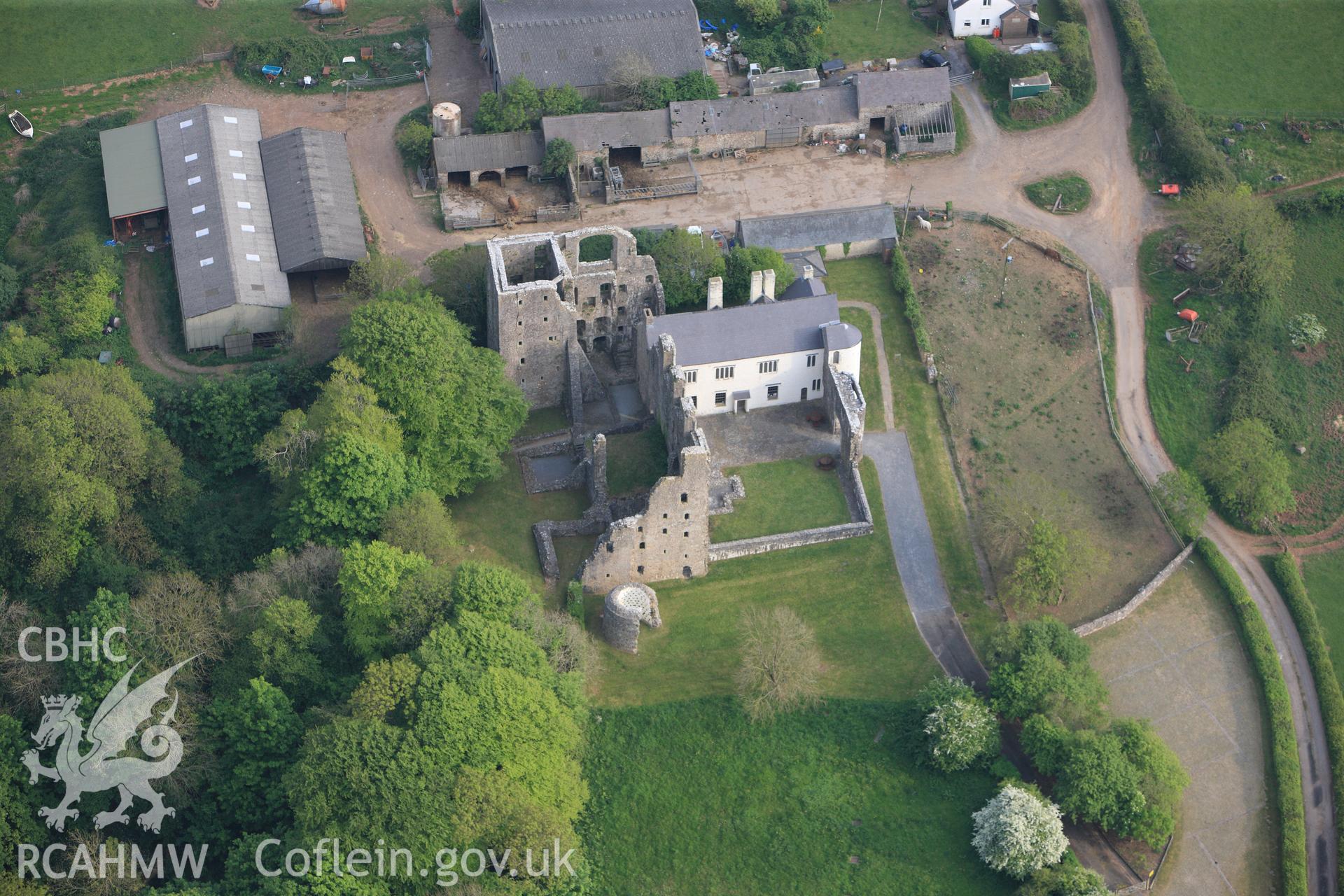 RCAHMW colour oblique photograph of Oxwich Castle. Taken by Toby Driver and Oliver Davies on 04/05/2011.