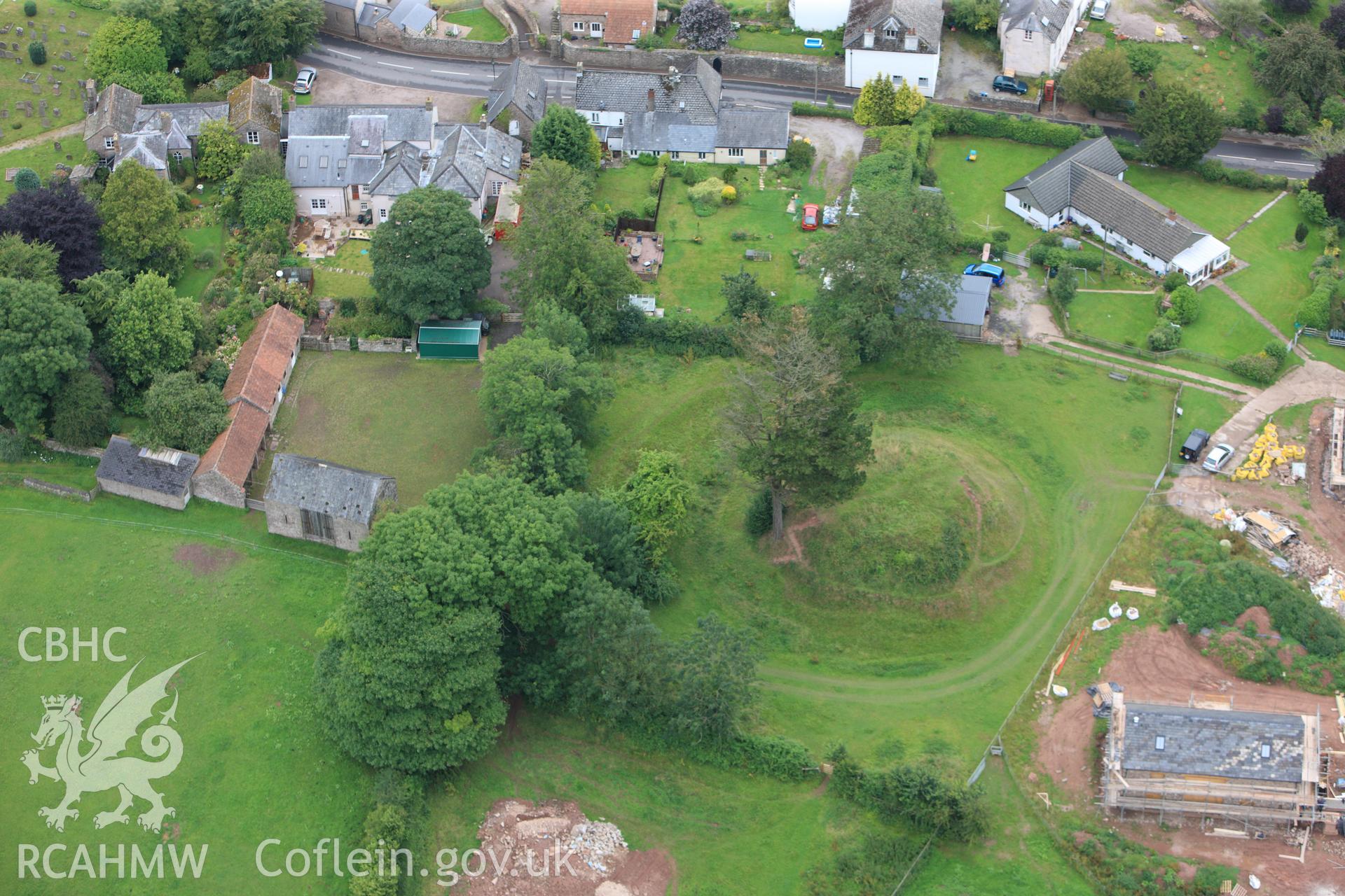 RCAHMW colour oblique photograph of Tump Terret, motte. Taken by Toby Driver on 20/07/2011.