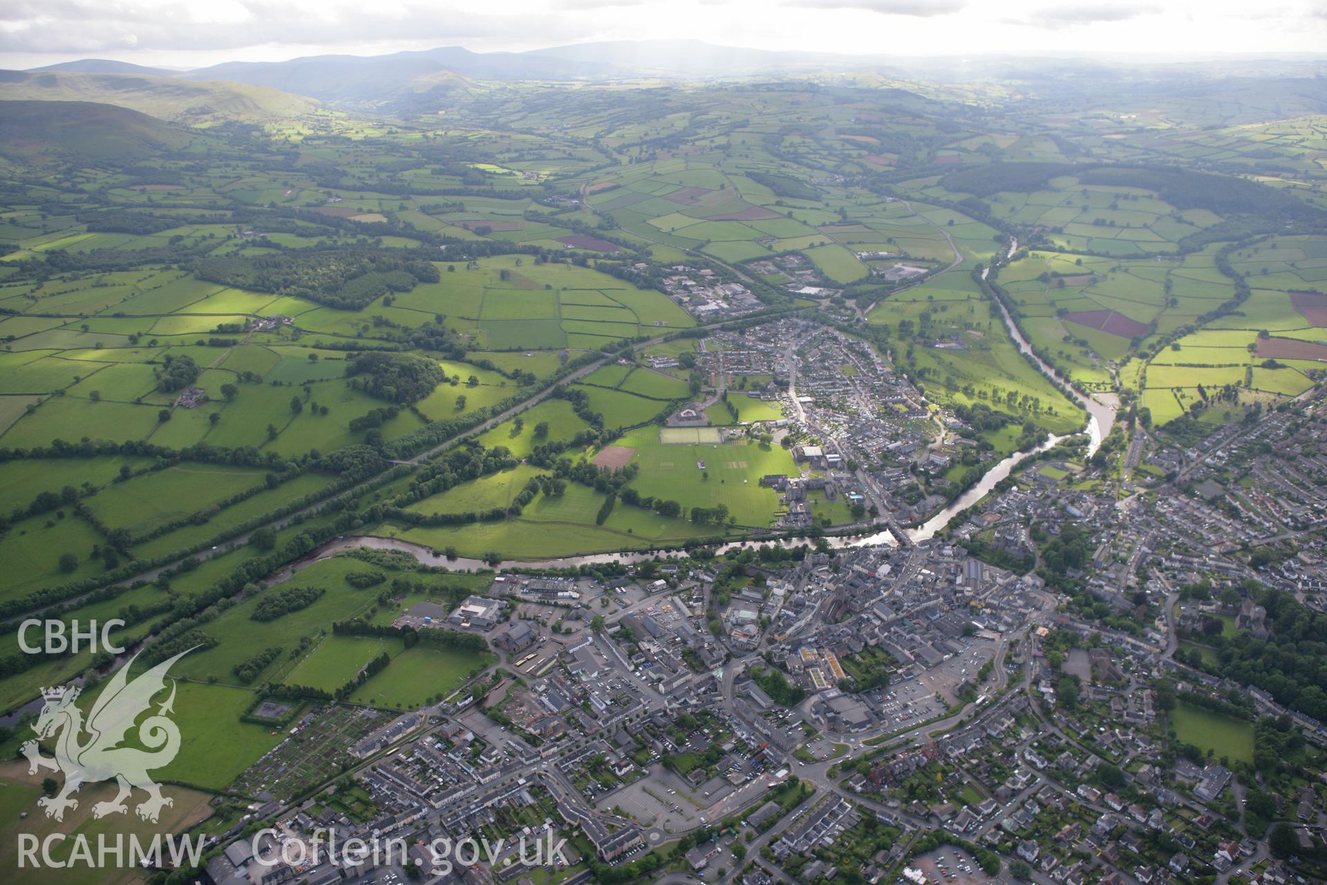 RCAHMW colour oblique photograph of Usk Road Bridge, Brecon. Taken by Toby Driver on 13/06/2011.