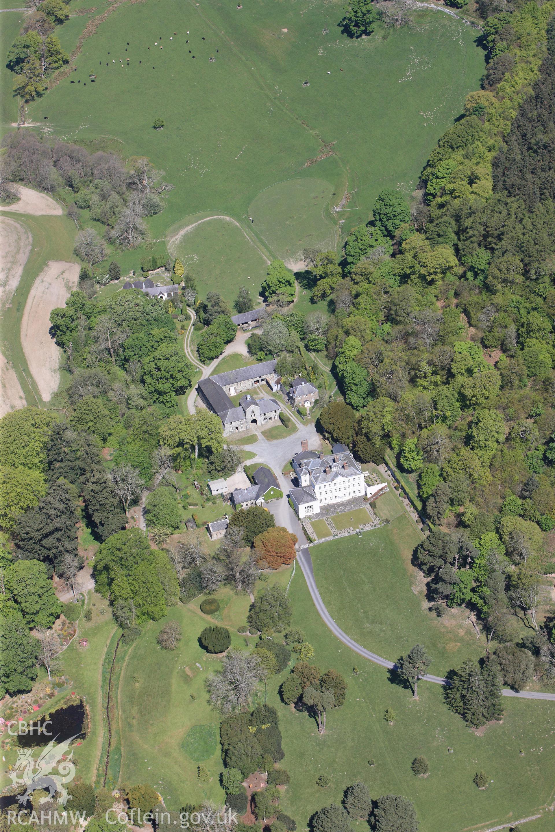 RCAHMW colour oblique photograph of Garthewin House. Taken by Toby Driver on 03/05/2011.