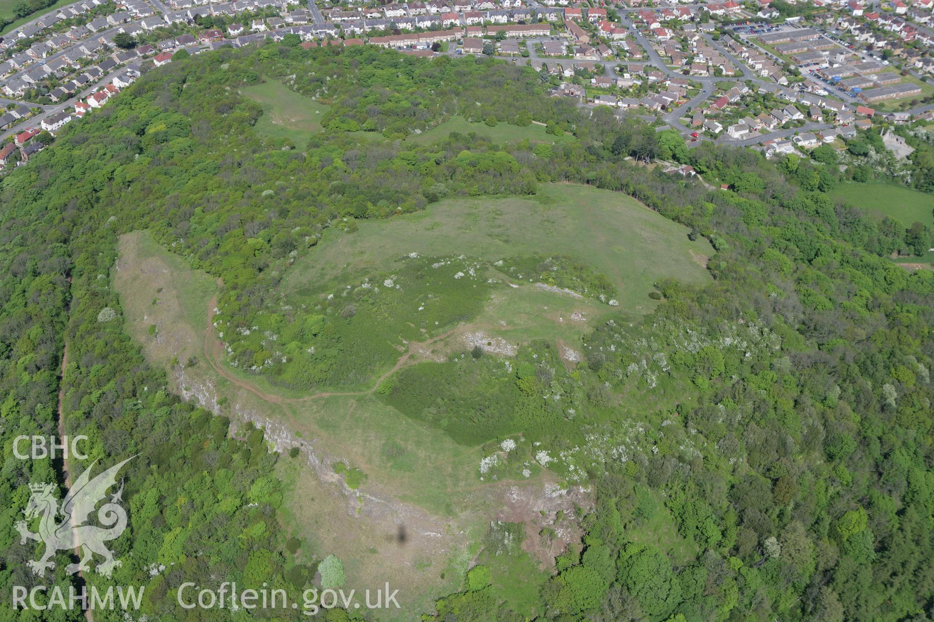 RCAHMW colour oblique photograph of Bryn Euryn Hillfort, Colwyn Bay. Taken by Toby Driver on 03/05/2011.