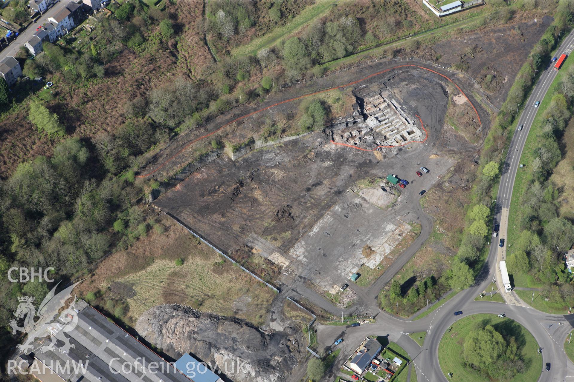 RCAHMW colour oblique photograph of Ystalyfera Iron And Tinplate Works. Taken by Toby Driver on 08/04/2011.