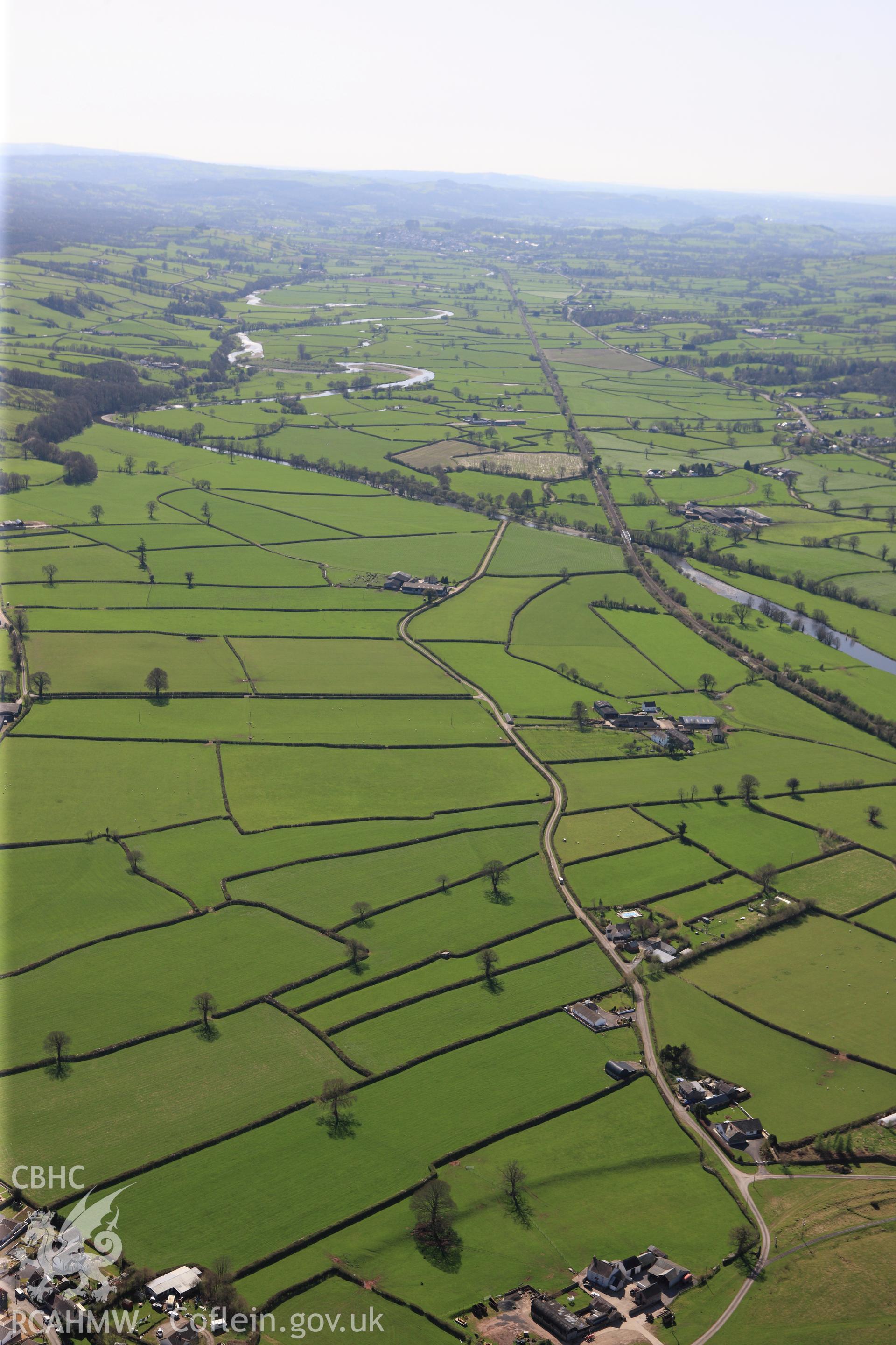 RCAHMW colour oblique photograph of View along Tywi Valley, looking southwest. Taken by Toby Driver on 08/04/2011.