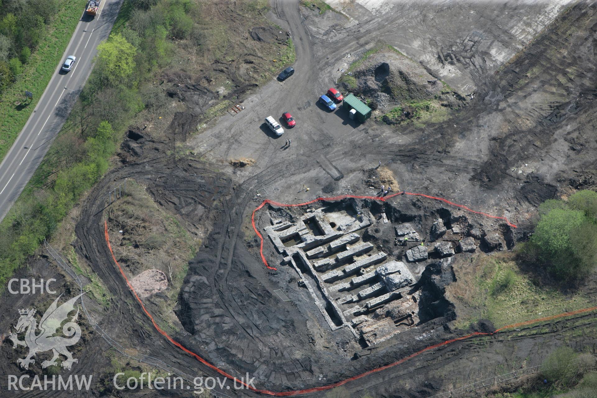 RCAHMW colour oblique photograph of Ystalyfera Iron And Tinplate Works. Taken by Toby Driver on 08/04/2011.